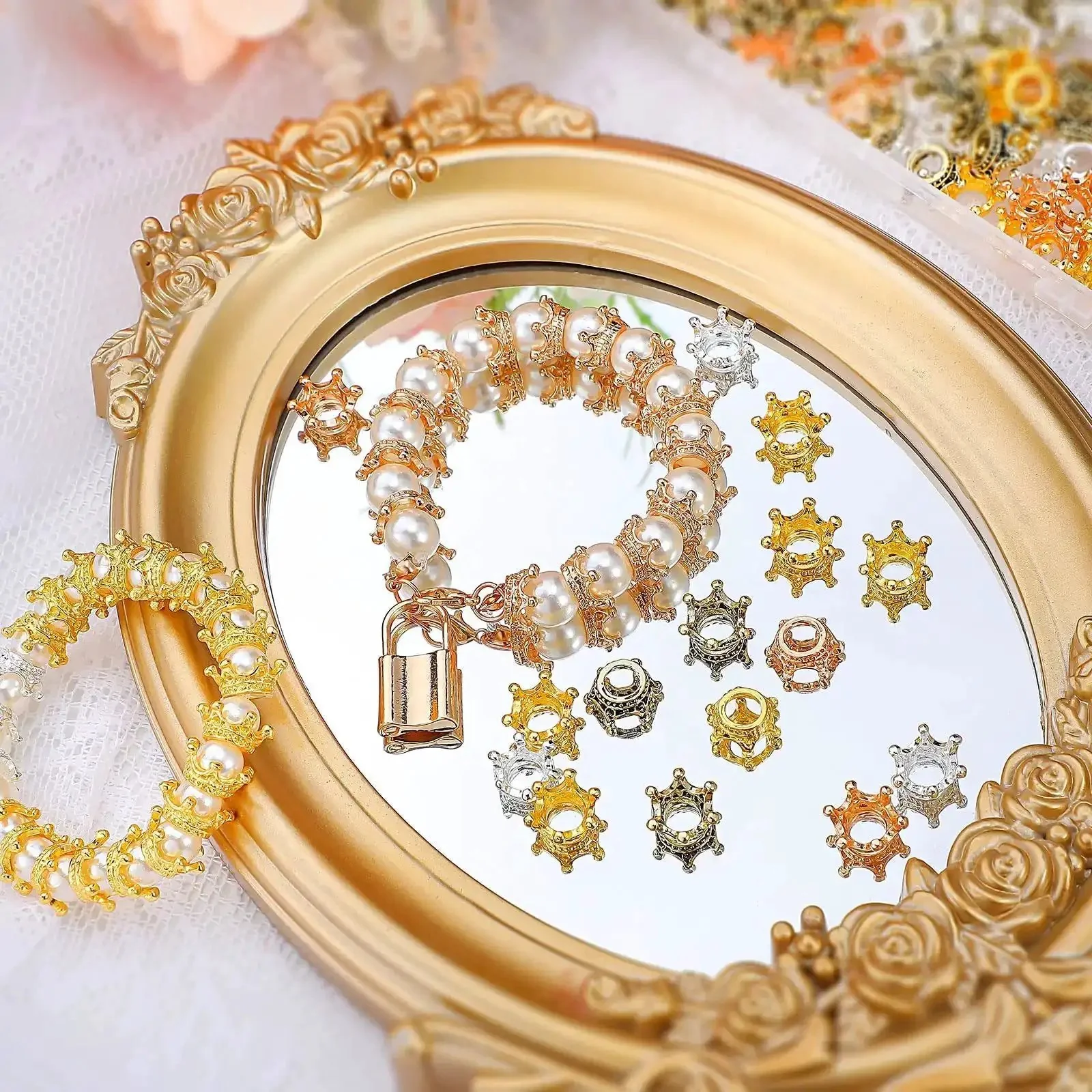 200 Piece Mini Crown Charms For Jewelry Making Colorful Gold And Silver Mixed Metals Large Hole Spacer Beads Bulk Pack For DIY Crafts And Jewelry Projects Great For Bracelets Necklaces And Earrings - Image 4