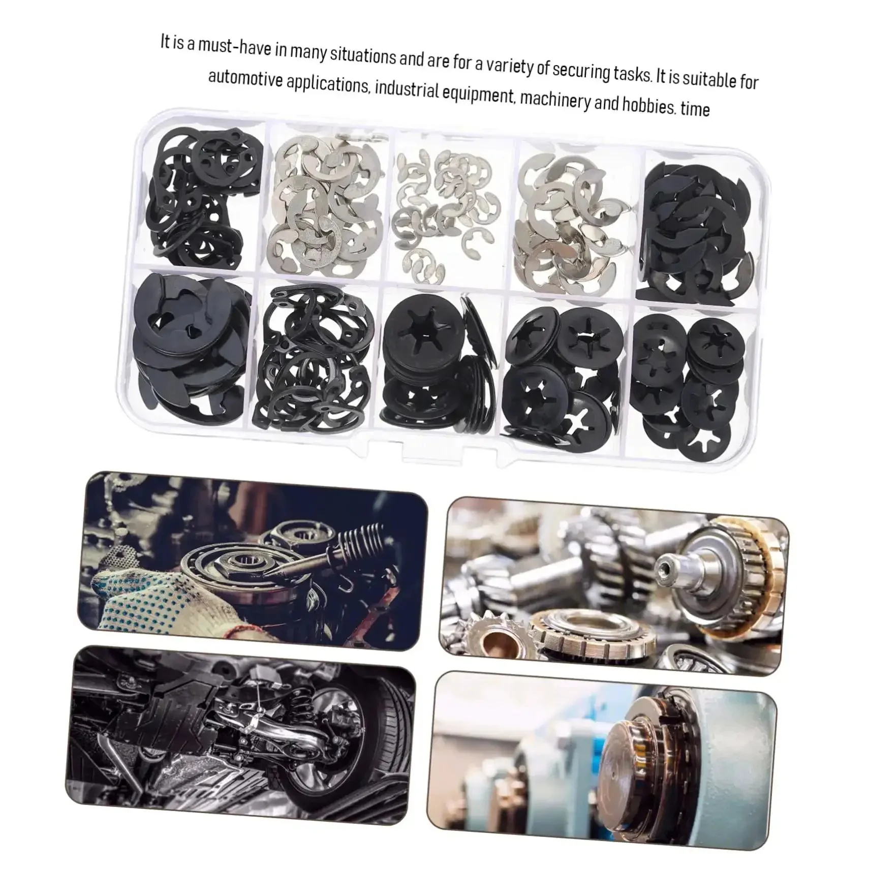 200 Piece Retaining Ring And Washer Kit For Mechanical Projects And Electronics Durable Rust Resistant Circlips And Open Rings Easy Install Hardware For Game Consoles Machinery And DIY Repairs - Image 2
