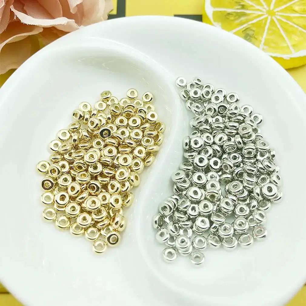 2000 Pcs 4mm Flat Round Disc Spacer Beads For Bracelet And Necklace Making, Silver And Gold Tone CCB Spacers For DIY Jewelry, Rondelle Beads With 1.2mm Hole, Perfect For Crafting And Accessory Design - Image 3