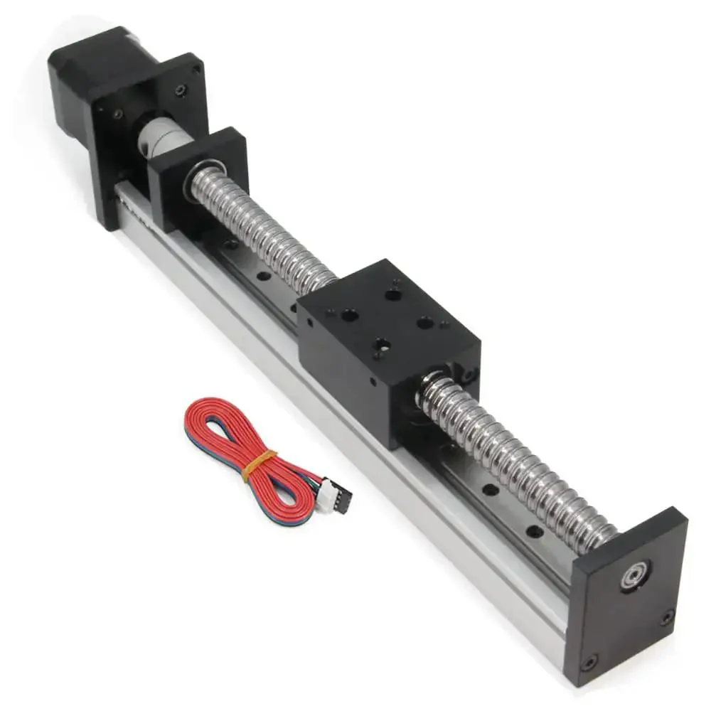 200mm Linear Rail Guide System Workhorse With SFU1605 Ballscrew And Nema 17 Stepper Motor For DIY CNC Router X Y Z Linear Stage Actuator, High Precision, Smooth Travel, Metal Build For Heavy Duty Machining