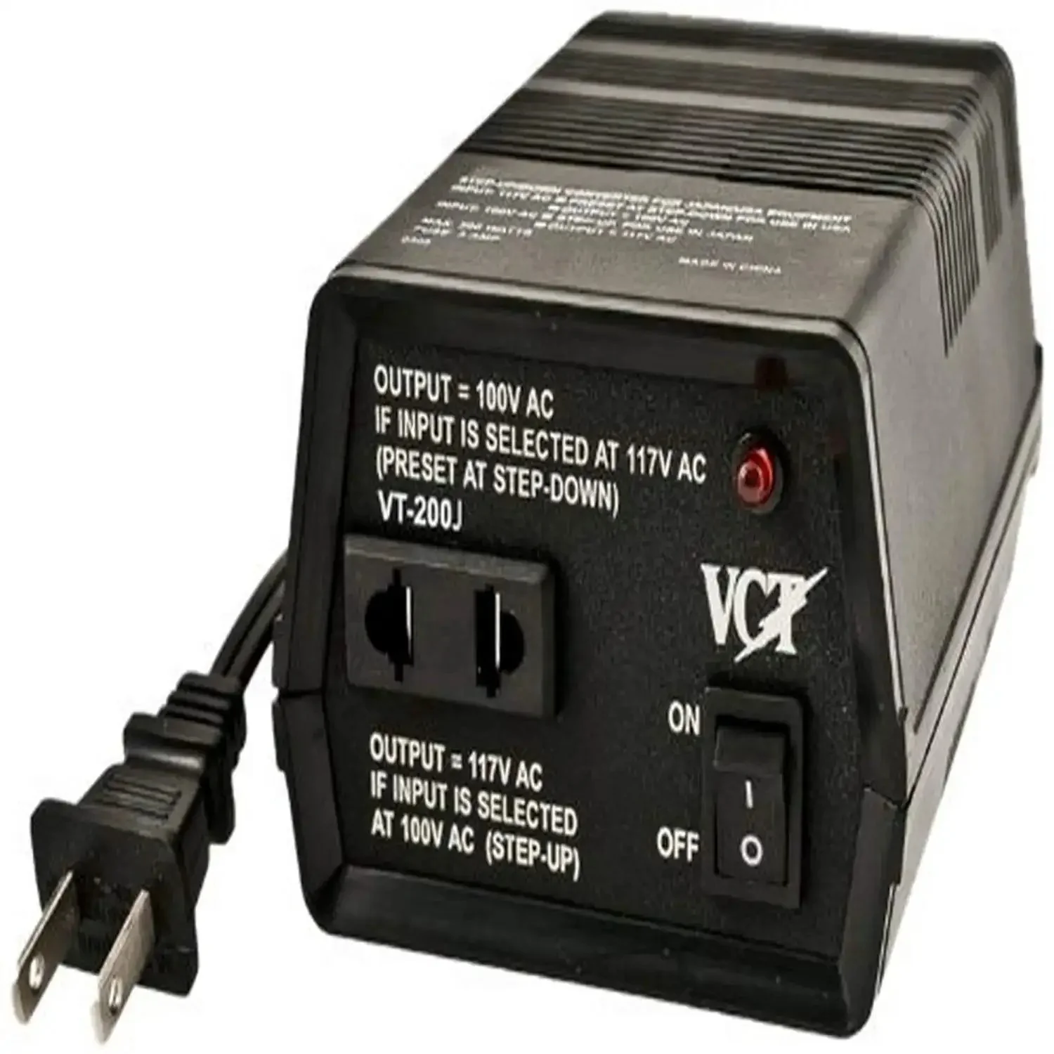 200W Japan To USA Voltage Transformer For 100V To 110V Or 120V Step Up And Step Down Power Converter With Front Outlet Power On Off Switch Built In Fuse Protection Beefy Heavy Duty Cord