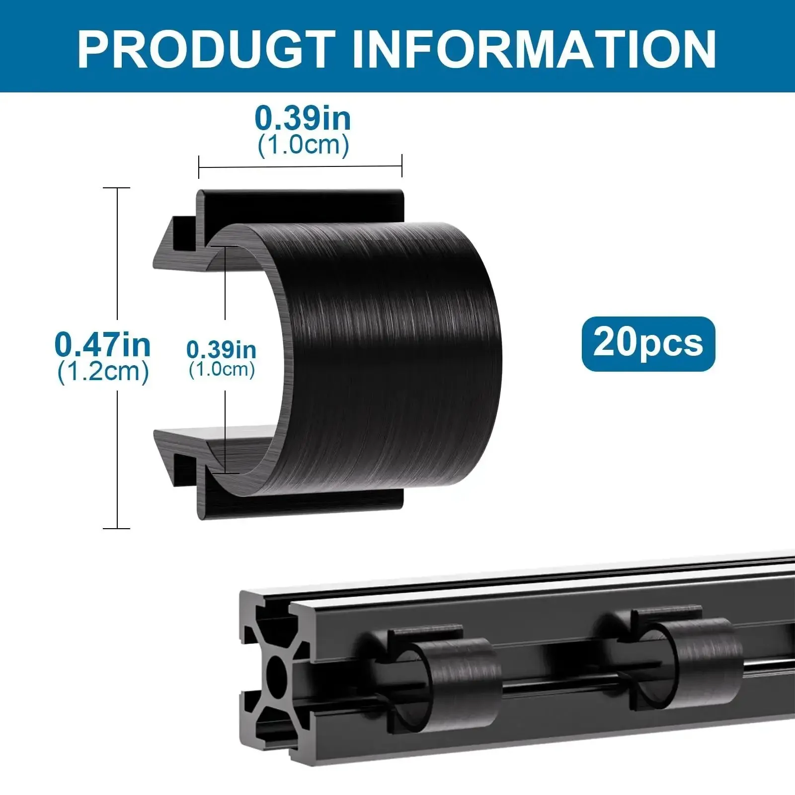 2020 3030 Series Cable Clips And T Slot Aluminum Profile Accessories For European Standard 2020 3030 Aluminum Extrusion Black Linear Rail Cord Organizer For 3D Printer Parts And CNC DIY Projects - Image 2