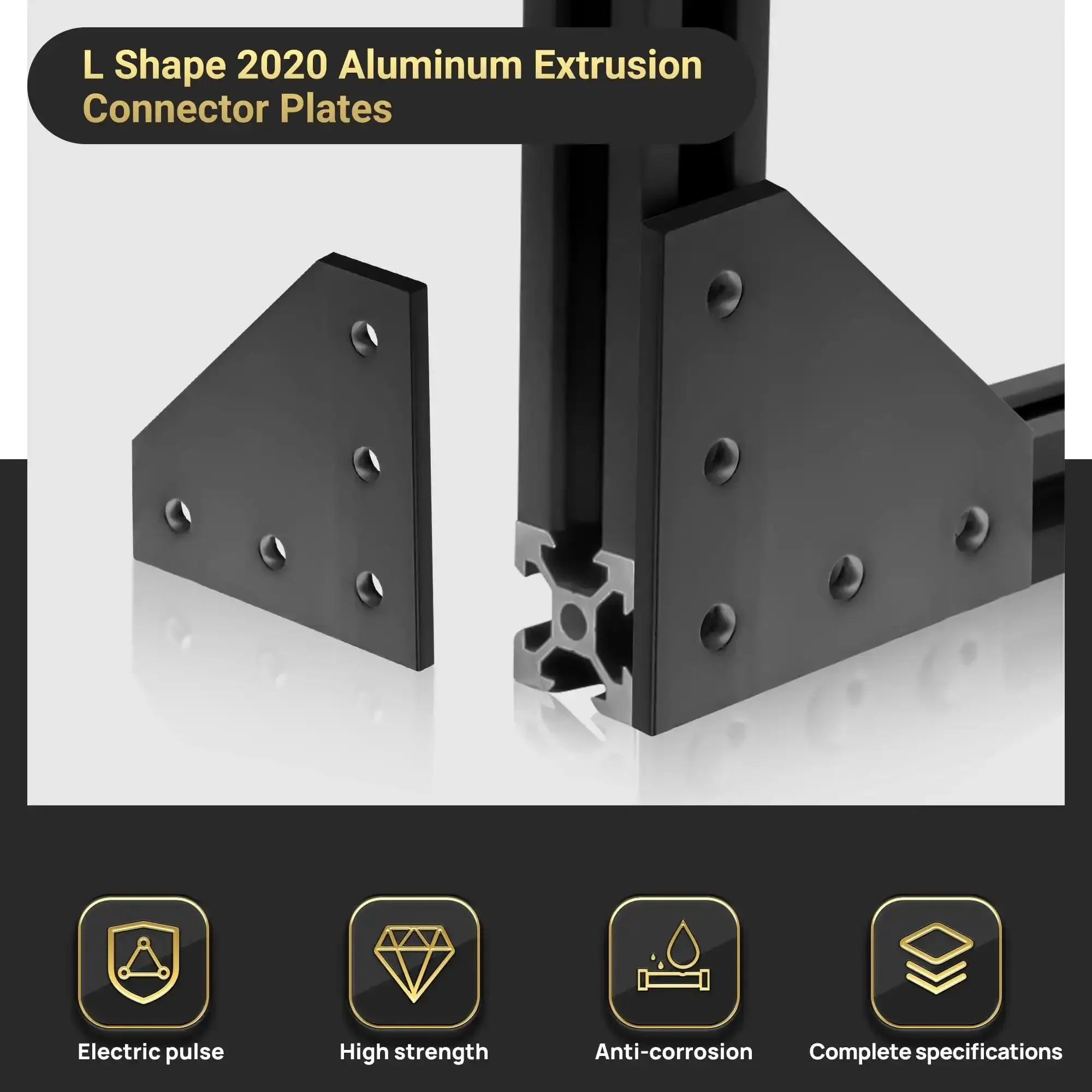 2020 Aluminum Extrusion Corner Bracket Set With L Shape 90 Degree Connectors, 60 T Nuts, 60 Screws, And One Wrench For 20x20mm Profiles Black A Simple, Sturdy DIY Build Kit For Quick Custom Frames - Image 4