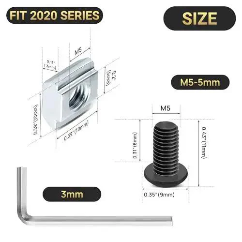 2020 Aluminum Extrusion Corner Bracket Set With L Shape 90 Degree Connectors, 60 T Nuts, 60 Screws, And One Wrench For 20x20mm Profiles Black A Simple, Sturdy DIY Build Kit For Quick Custom Frames - Image 5