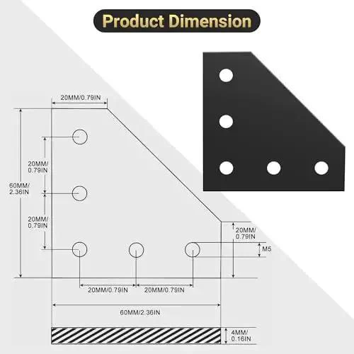 2020 Aluminum Extrusion Corner Bracket Set With L Shape 90 Degree Connectors, 60 T Nuts, 60 Screws, And One Wrench For 20x20mm Profiles Black A Simple, Sturdy DIY Build Kit For Quick Custom Frames - Image 6