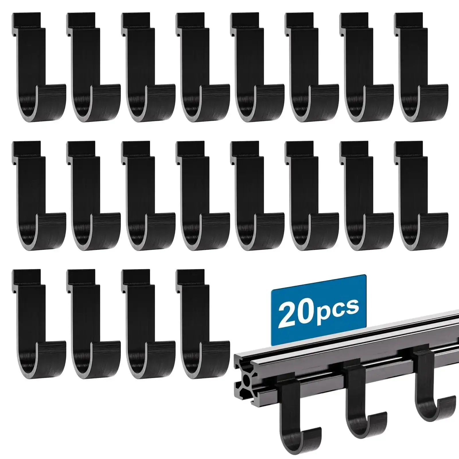 2020 Series Mini Hanging Hooks For European Standard Aluminum Extrusion, 20 Pcs T Slot Accessories, Black Linear Rail Hooks For 3D Printers, CNC DIY Machines And Heavy Duty Industrial Frame Builds - Image 7