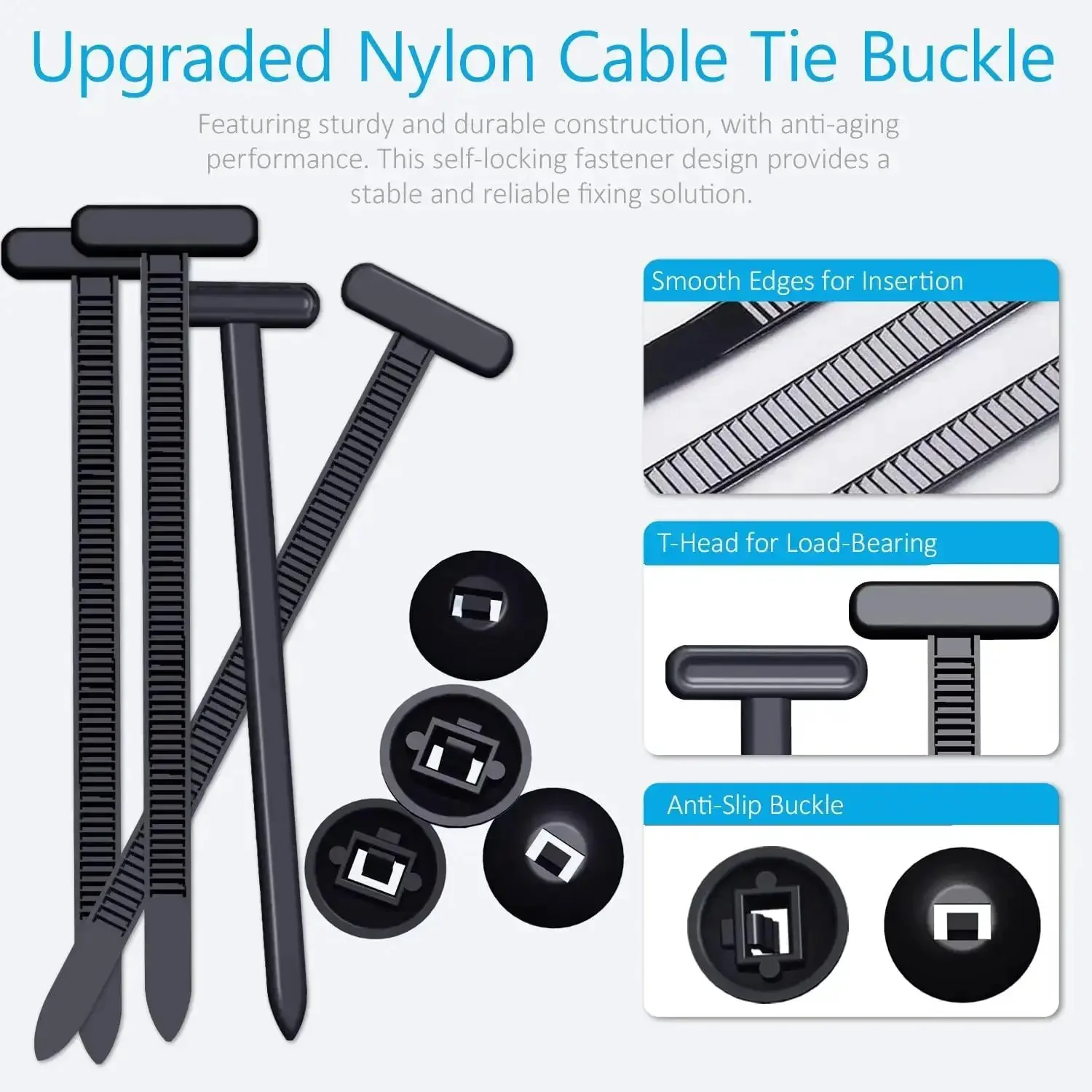 2026 Upgraded Nylon Universal Cable Tie Buckle Heavy Duty Self Locking Zip Ties For Car Repair Home Office Garden And Workshop Multipurpose Fastening Straps Set Of 30 - Image 2