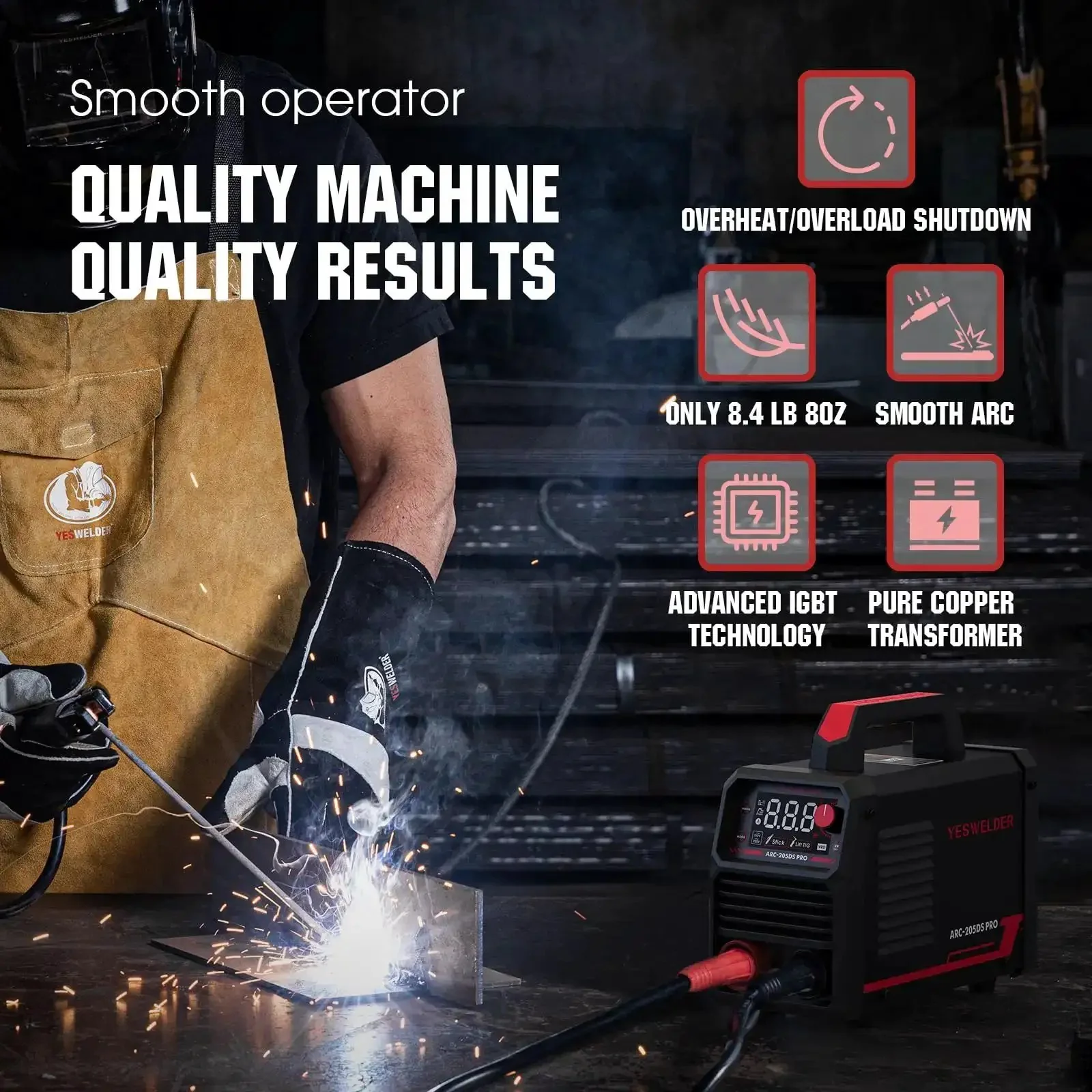 205 Amp Stick Welder Workhorse With Large LED Display Dual Voltage 110V 220V Inverter IGBT Arc Force Hot Start MMA Welder For Smooth Reliable Welds Performance Beast - Image 3