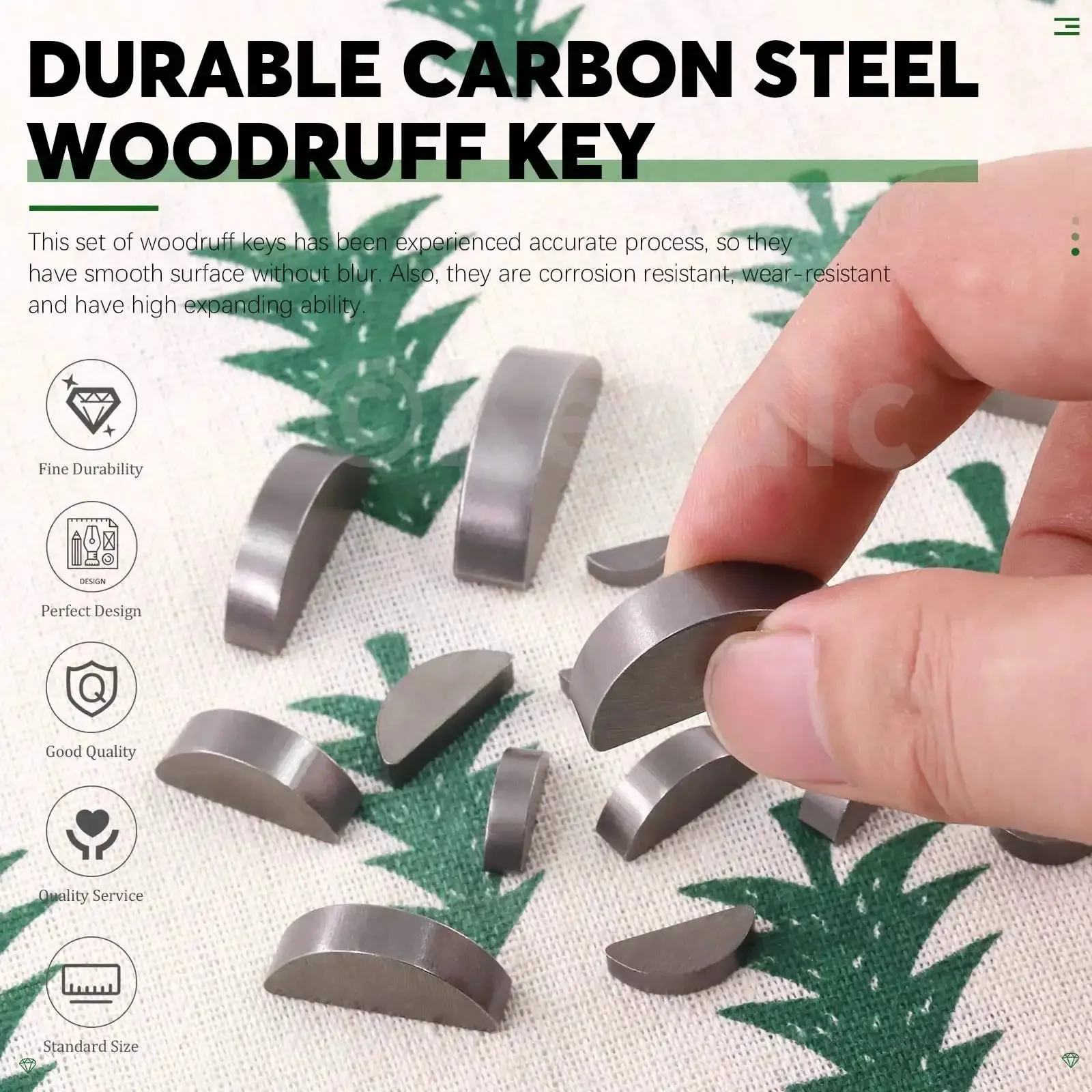 205 Piece Woodruff Key Set With 12 Sizes Half Moon Semicircle Keys Carbon Steel Crank Shaft Keyway Pulley Hardware For Gearhead Grade Mechanical Work And Repairs Kit Included - Image 6