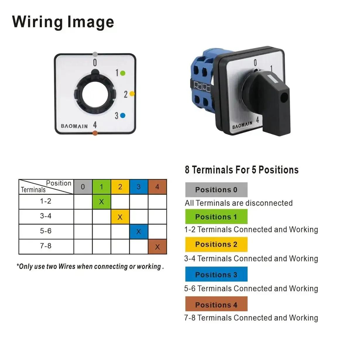20A 660V Cam Changeover Switch With 5 Position Rotary Selector, 8 Terminals, SZW26-20/0-4.2, Heavy Duty Motor Control And Power Distribution For Industrial Panels - Image 6