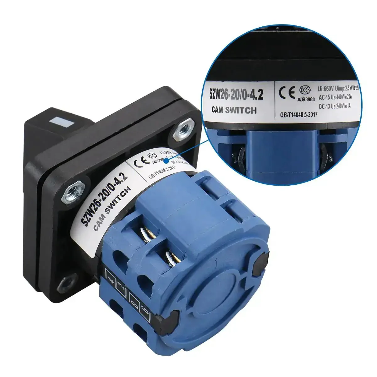 20A 660V Cam Changeover Switch With 5 Position Rotary Selector, 8 Terminals, SZW26-20/0-4.2, Heavy Duty Motor Control And Power Distribution For Industrial Panels - Image 8