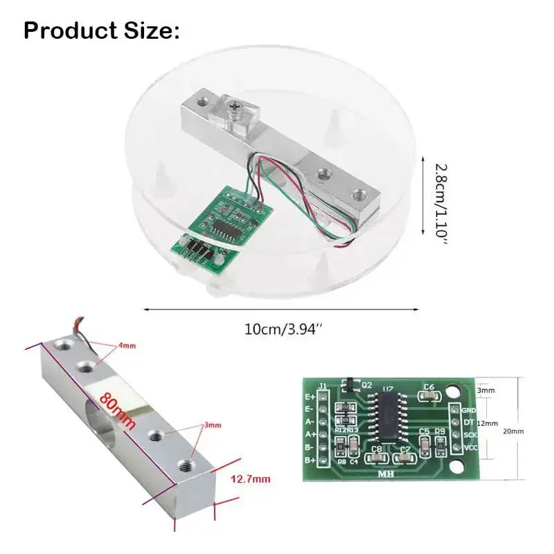 20Kg Digital Load Cell Weight Sensor With HX711 ADC Breakout Module For Arduino And Raspberry Pi Projects, DIY Portable Kitchen Scale Kit, Pro Grade Accuracy And High Precision Weight Measurement For Home Lab And Industrial Hobbyists - Image 8