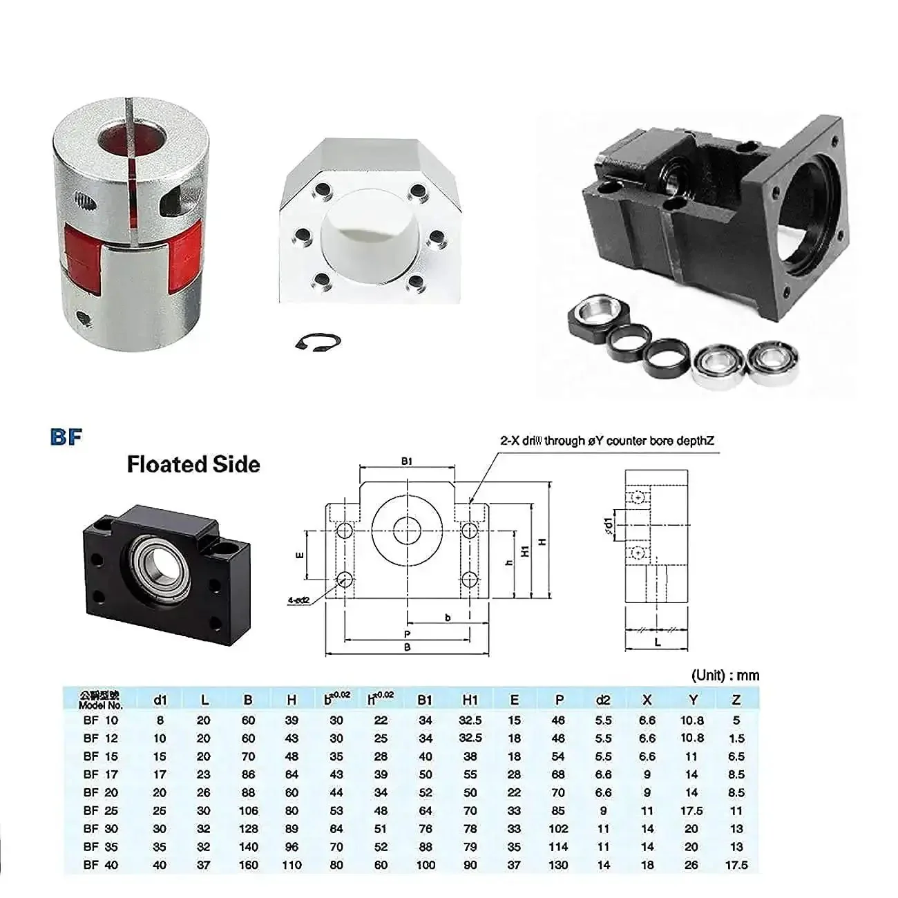 20mm CNC Ball Screw Kit SFU2005 RM2005 Anti Backlash Ball Screw 1500mm With Nut BK15 BF15 Bearing End Blocks Flexible Coupler Nut Housing And Motor Bracket For Nema 23 Stepper Motor - Image 7