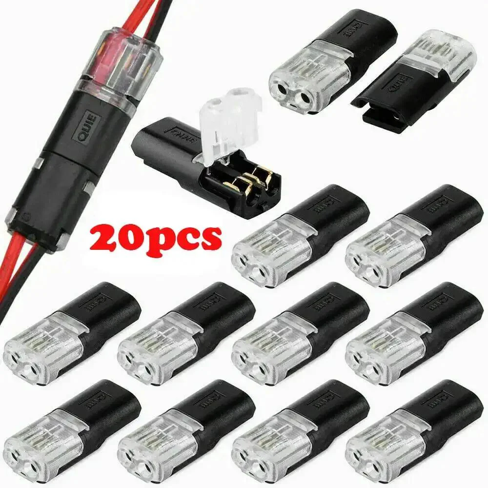 20Pcs 2 Pin Spring Wire Connectors No Soldering Required Screwless Quick Connectors Cable Clamps Terminal Blocks For LED Strip Lights Easy Two Way Install Safe Fast Wiring - Image 6