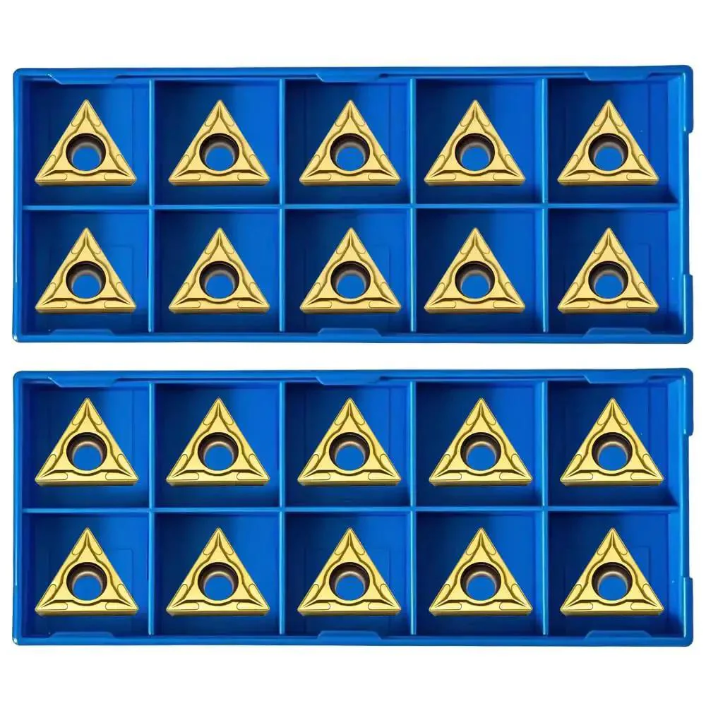 20pcs Pro Grade Carbide Turning Inserts TCMT110204 TCMT21.51 With TISIN Coating For CNC Lathe Replacement Inserts For Lathe Turning Holders And Boring Bars Sharp Tip Design With Chip Breakers For Long Chip Control