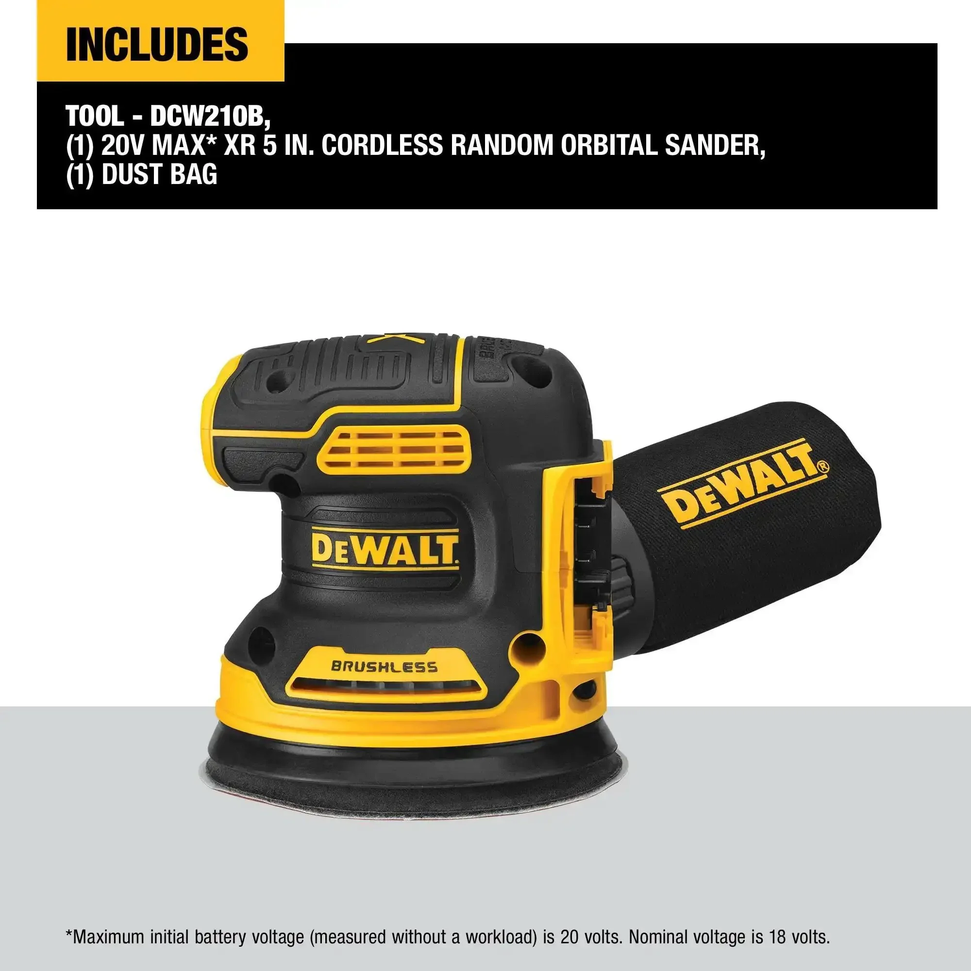 20V Max Brushless Orbital Sander Tool Only With Variable Speed Control 8000 To 12000 OPM Low Profile Body For Close Work Replaceable 8-Hole Hook And Loop Sanding Pad - Image 14