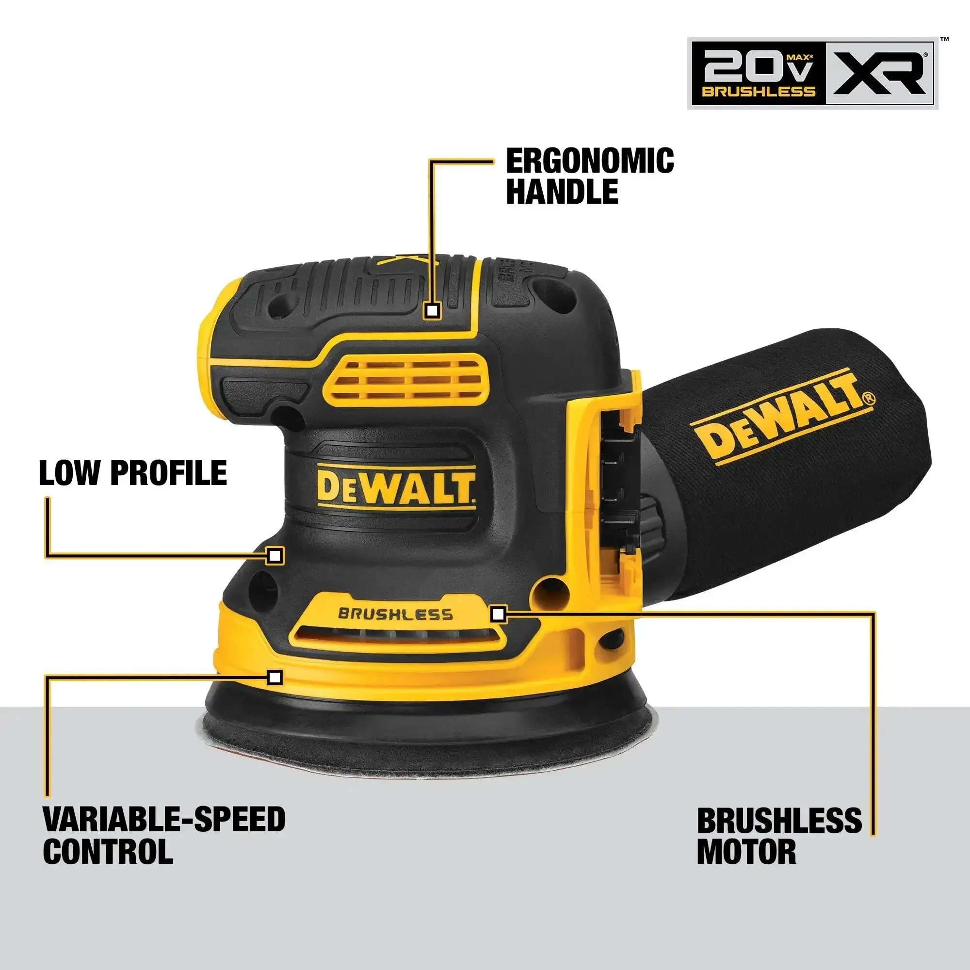 20V Max Brushless Orbital Sander Tool Only With Variable Speed Control 8000 To 12000 OPM Low Profile Body For Close Work Replaceable 8-Hole Hook And Loop Sanding Pad - Image 15