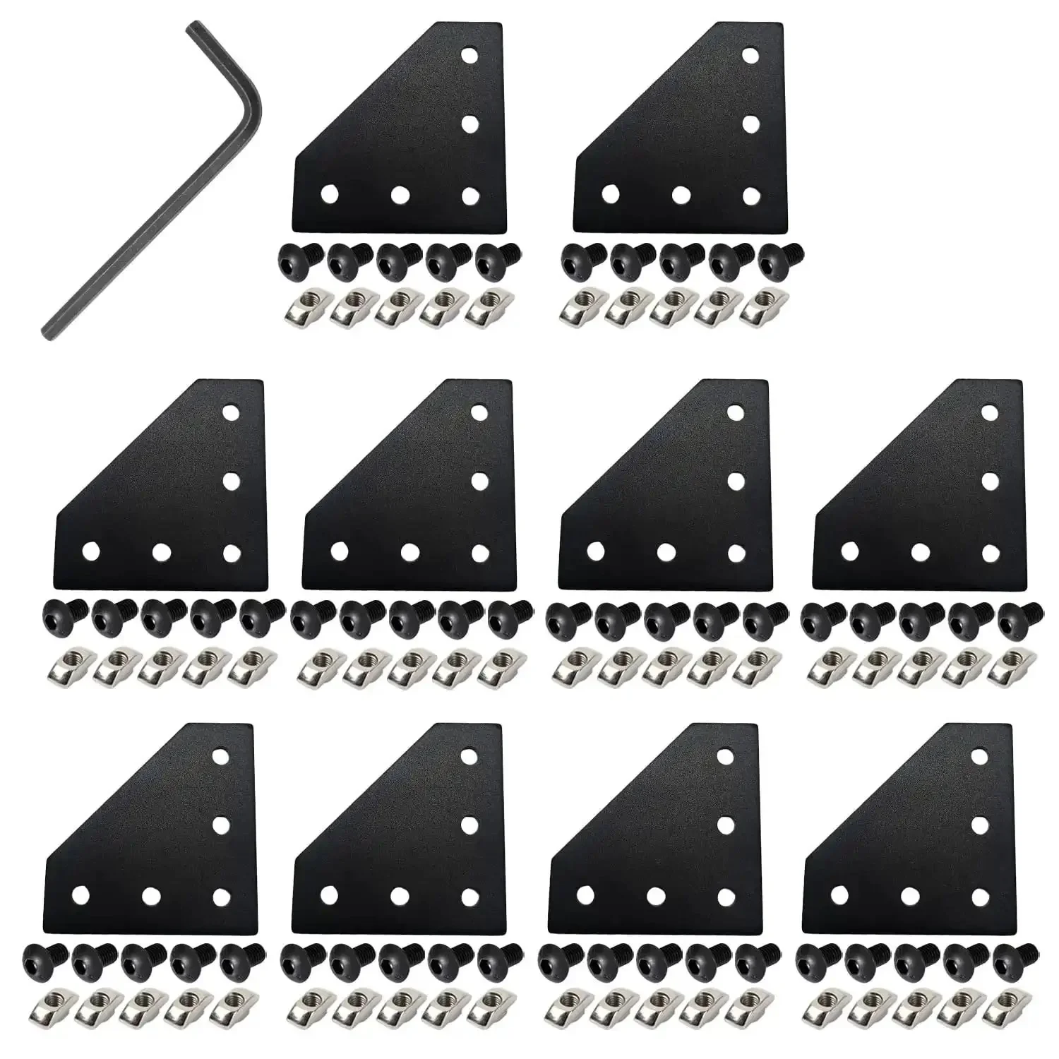 20x20mm Aluminum Extrusion Corner Bracket Kit L Shape 5 Hole Connector With 50 T Nuts 50 Screws And Wrench For 2020 Series Profile Diy Projects Made Easy