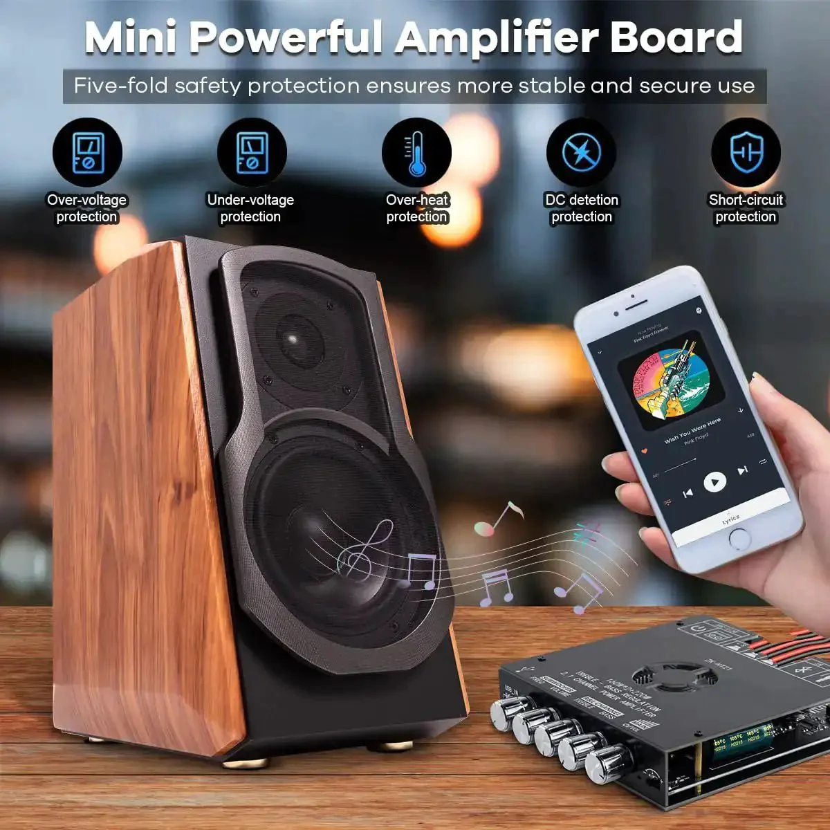 2.1 Channel Bluetooth Amplifier Board With 160W Per Channel, 220W Subwoofer Power, TDA7498E Module, USB AUX Bluetooth Inputs, Treble And Bass Control, DIY Speaker Receiver For Home Audio Projects - Image 4