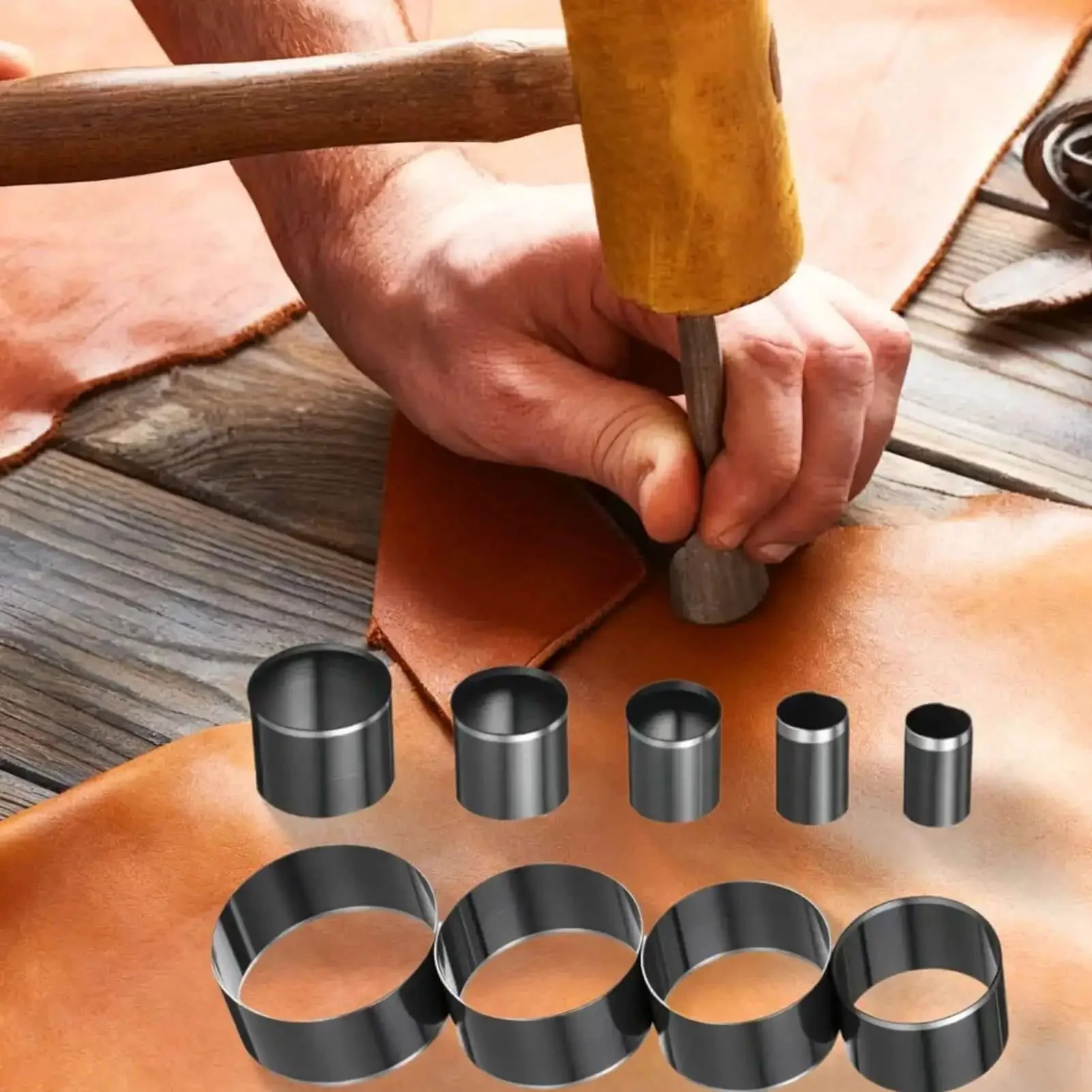 21 Piece Leather Circle Cutter Set Pro Grade Circle Punch Kit 1mm To 55mm With High Carbon Steel Round Cutting Dies For Diy Leather Crafts And Precise Hole Punching - Image 3