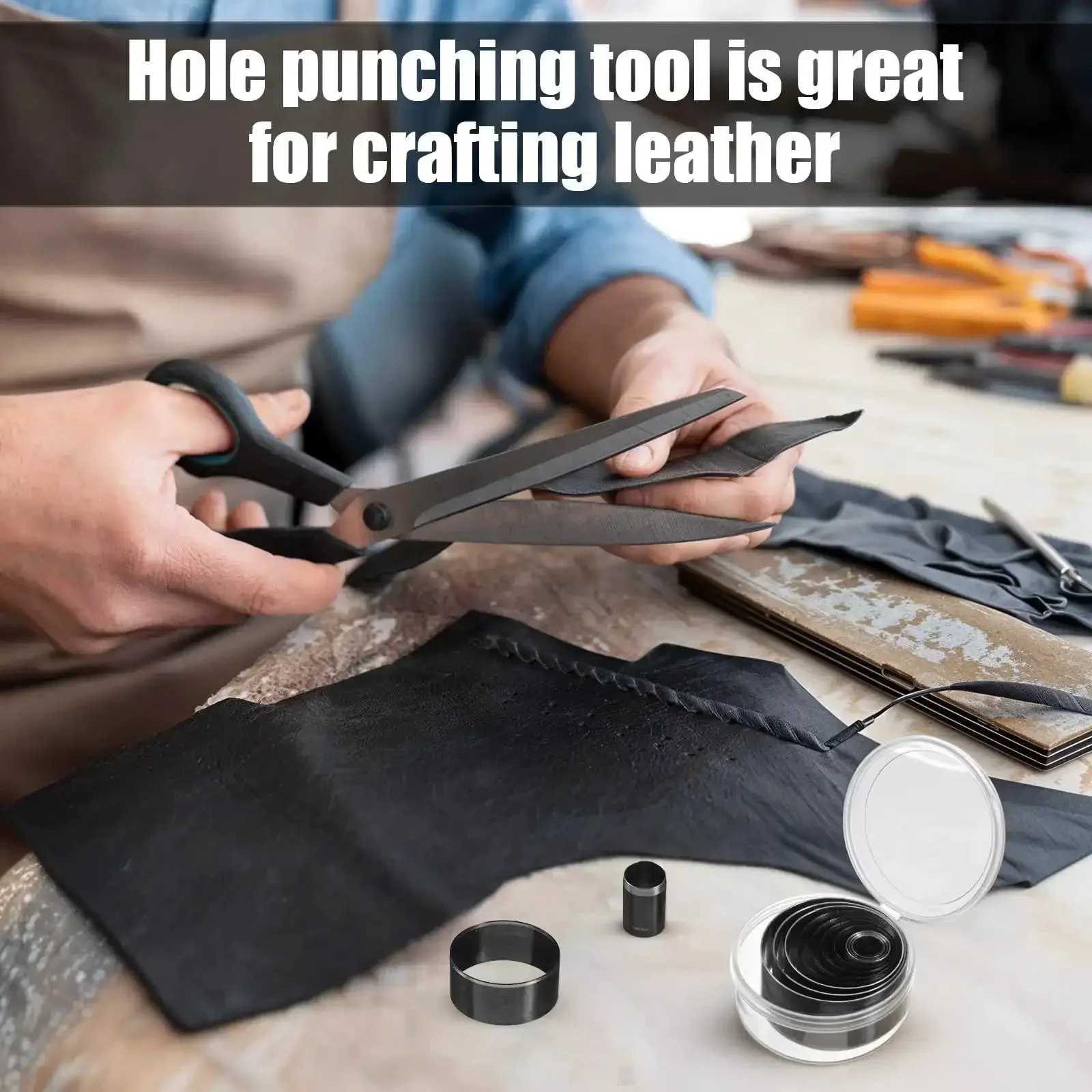 21 Piece Leather Circle Cutter Set With Circle Punches From 1mm To 15mm And 20mm 25mm 30mm 35mm 40mm 45mm 50mm Dies, High Carbon Steel Round Leather Cutting Tools For DIYers And Leatherworking Pros - Image 2