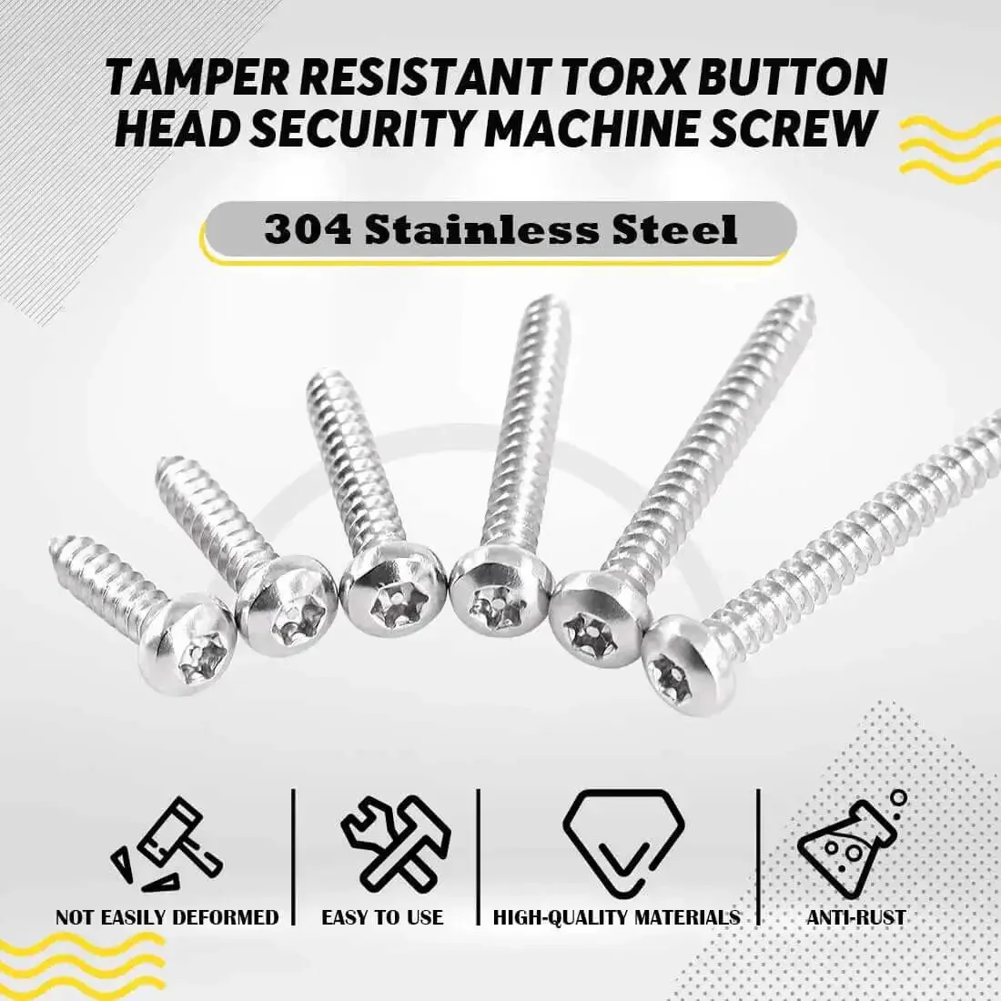 210 Pcs No 8 Stainless Steel Button Head Torx Sheet Metal Screws Security Anti Theft Tamper Proof Assortment Kit With T20 Driver Bit From No 8 By One Half Inch To No 8 By One And A Half Inch - Image 6
