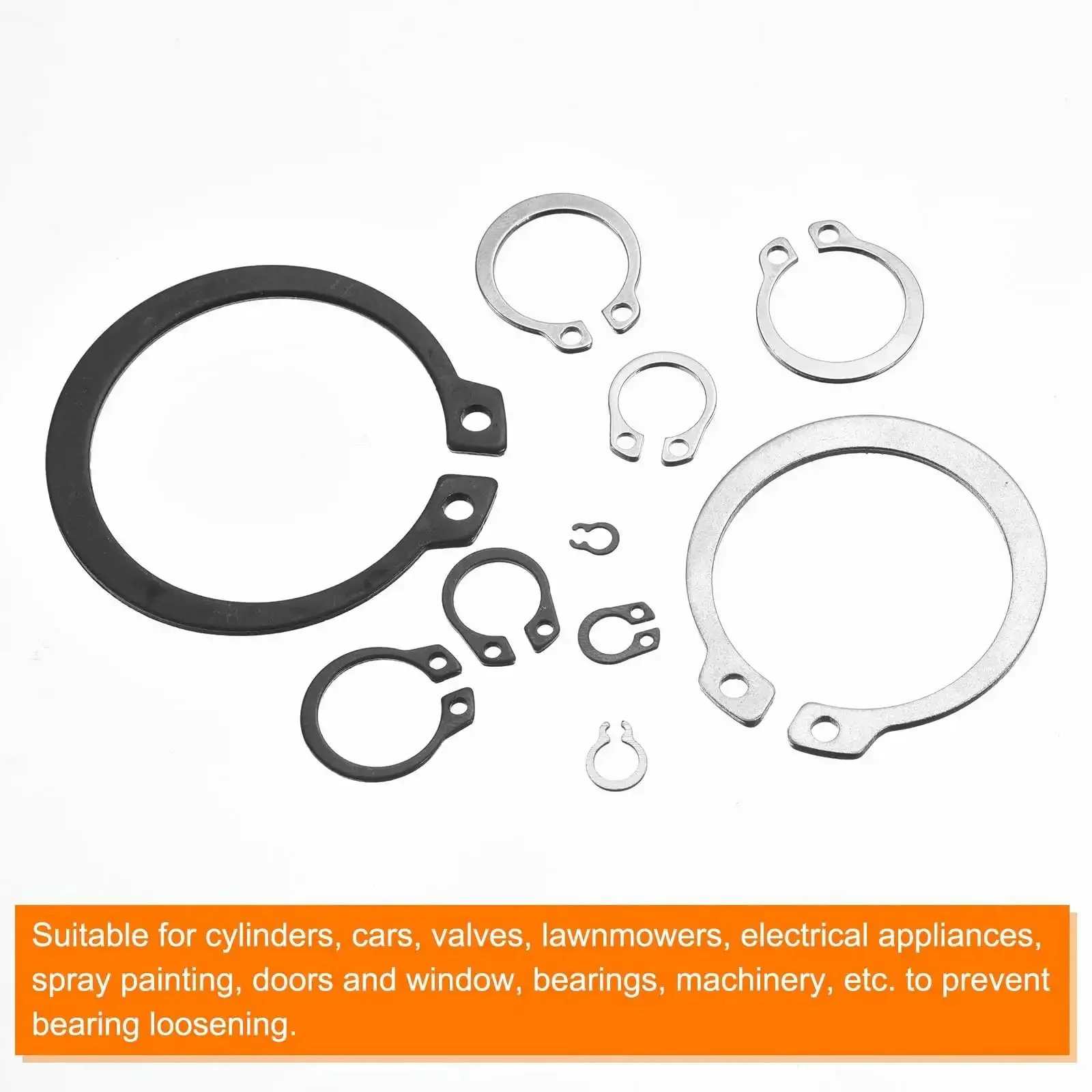 210 Piece External Retaining Ring Set In 14 Sizes For Valves And Electrical Appliances, 65Mn Carbon Steel Circlip Snap Rings Assortment Kit For Round Wire Retaining Rings - Image 3