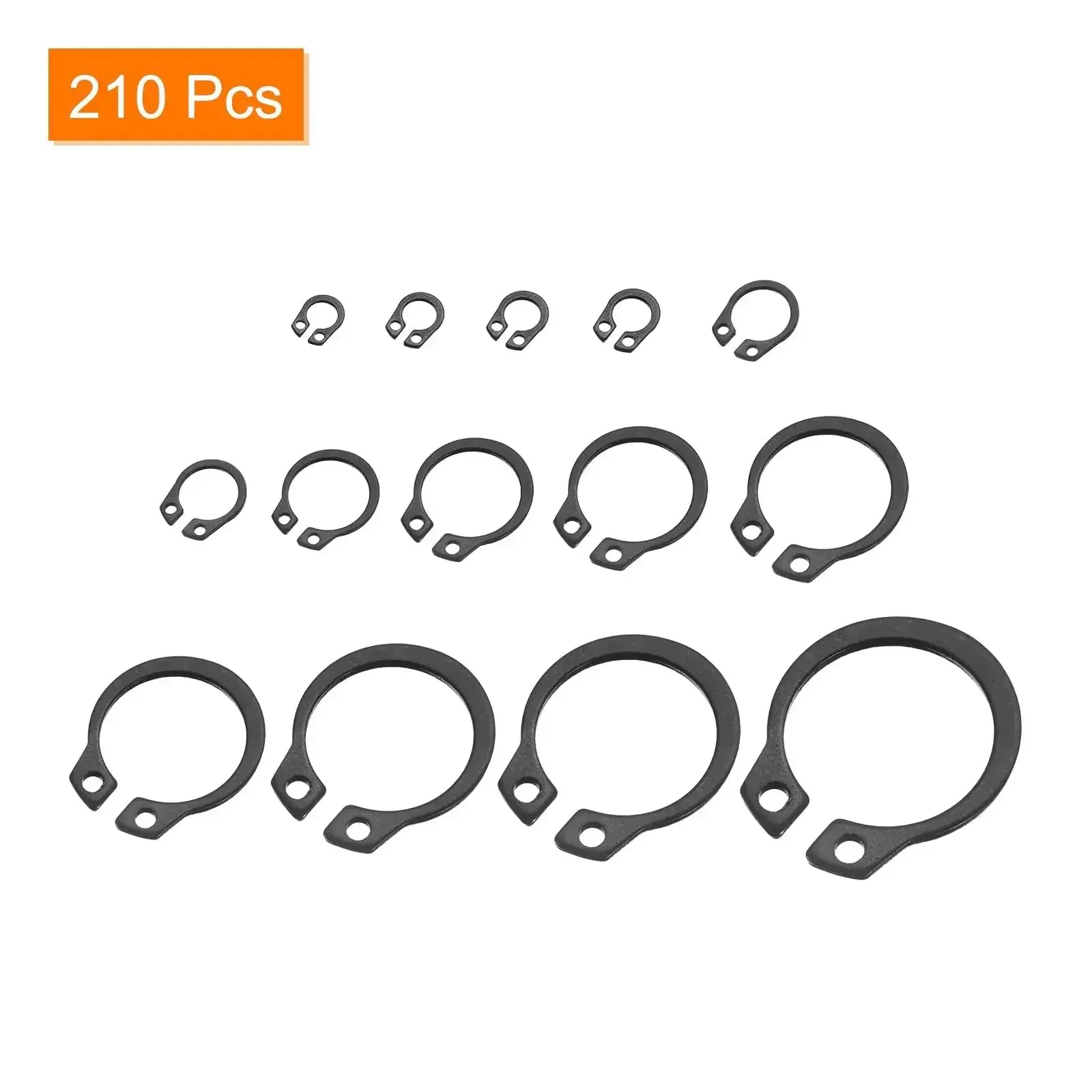 210 Piece External Retaining Ring Set In 14 Sizes For Valves And Electrical Appliances, 65Mn Carbon Steel Circlip Snap Rings Assortment Kit For Round Wire Retaining Rings - Image 5