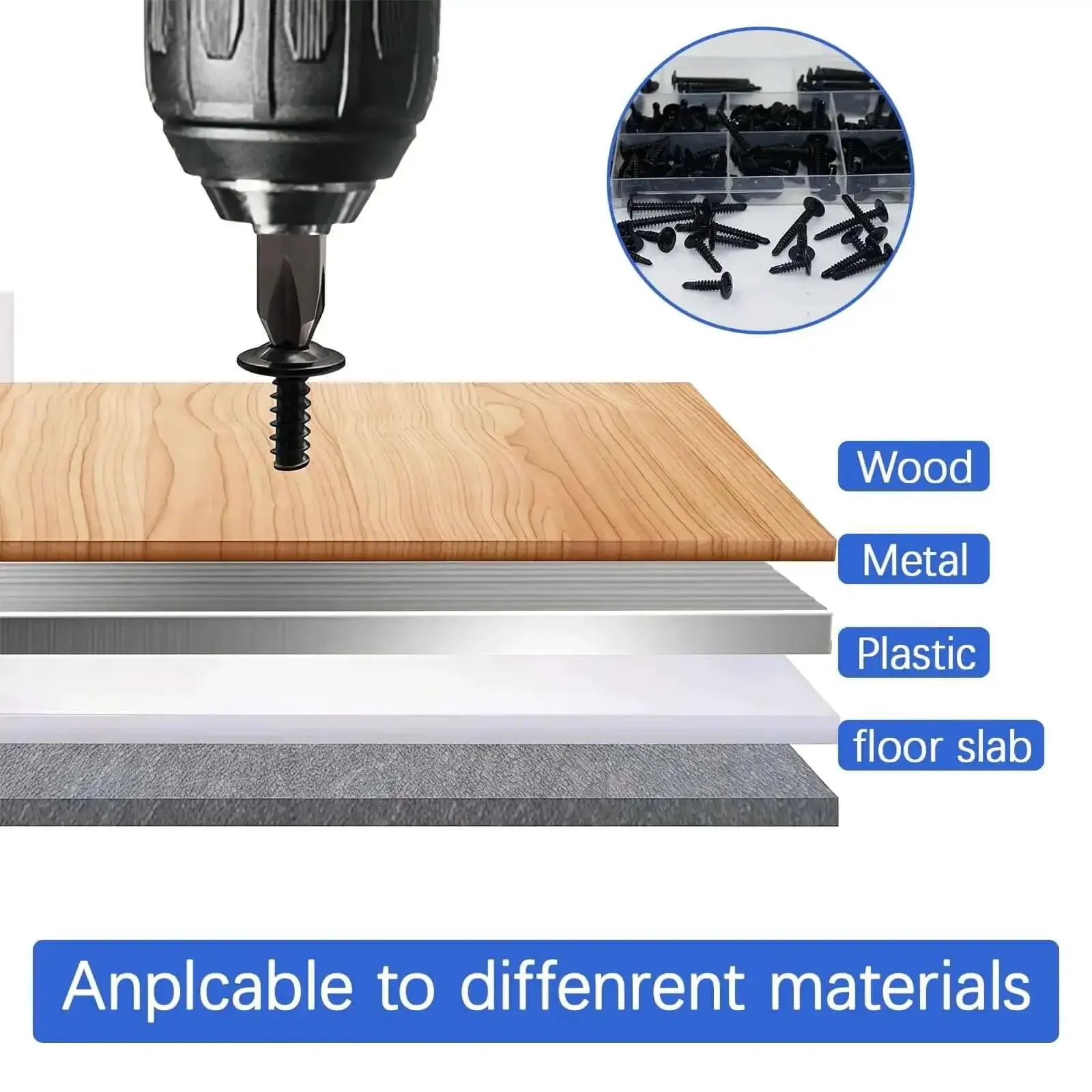 210Pcs Sheet Metal Screws Kit With Self-Tapping And Self-Drilling, 410 Stainless Steel And Black Zinc Plated, Six Sizes From One Half Inch To One And A Half Inch, Modified Truss Head For Durable, Weather-Resistant Metal Fastening - Image 4