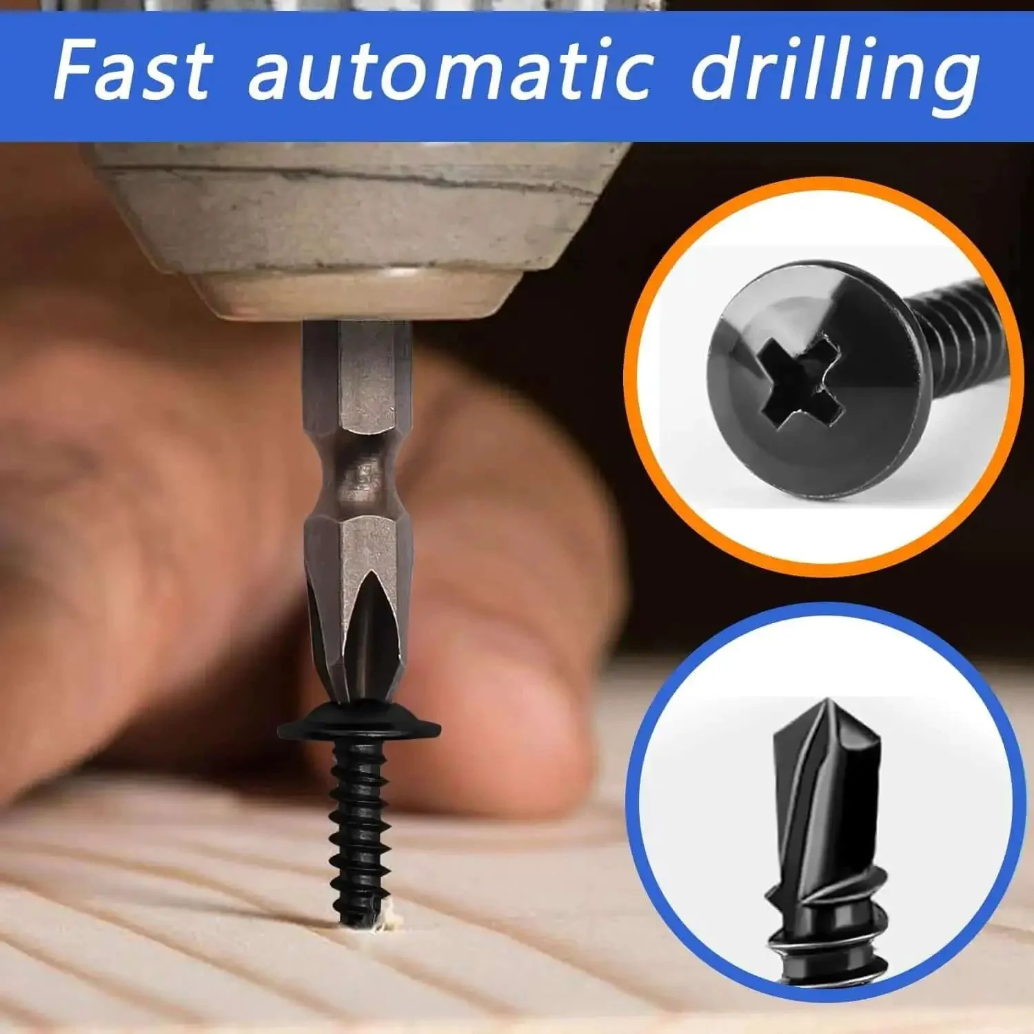 210Pcs Sheet Metal Screws Kit With Self-Tapping And Self-Drilling, 410 Stainless Steel And Black Zinc Plated, Six Sizes From One Half Inch To One And A Half Inch, Modified Truss Head For Durable, Weather-Resistant Metal Fastening - Image 5