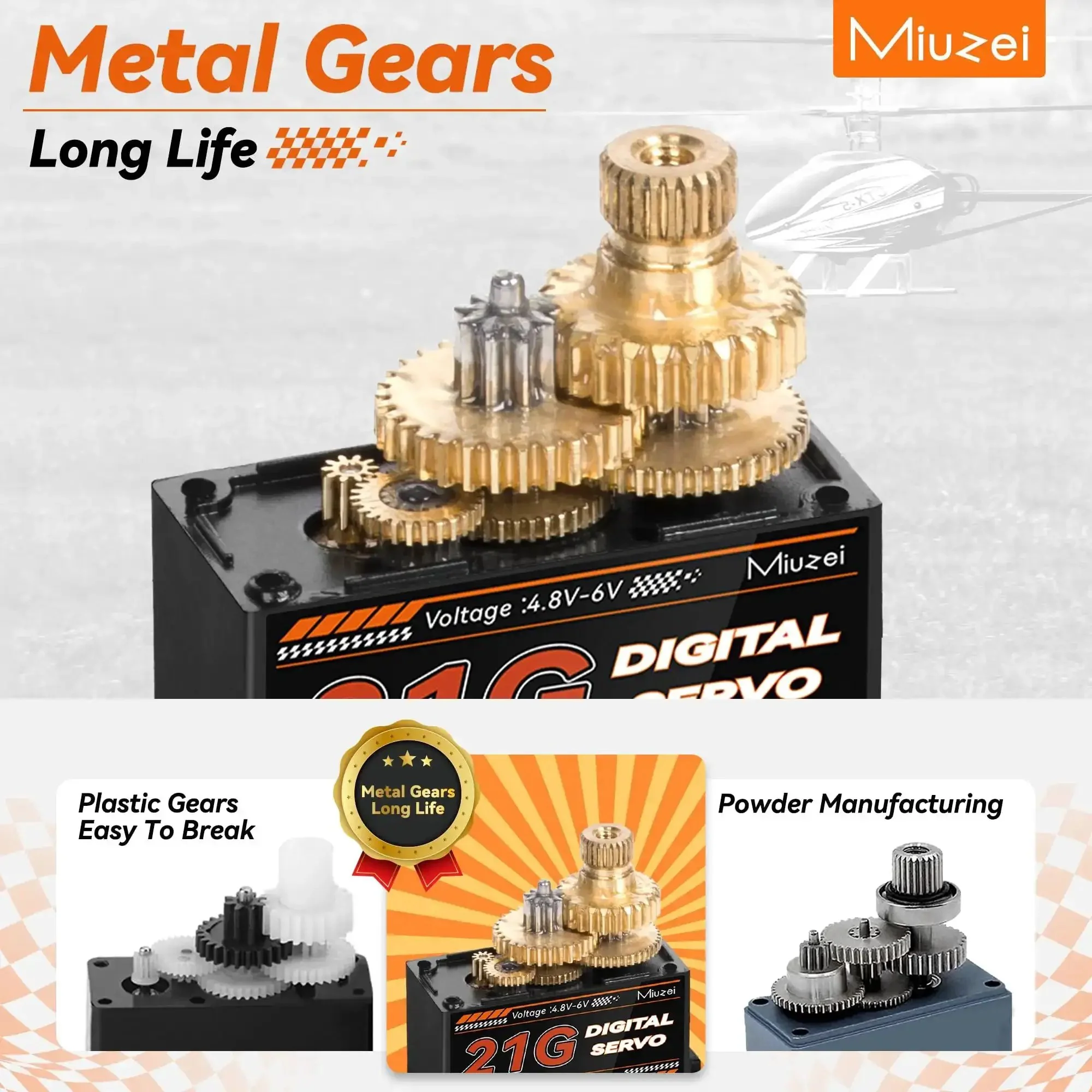 21G Micro Servo With Metal Gear, Mini Digital Servo Kit, High Torque 4.3kg/cm At 6V, 0.08s Per 60 Degrees, 25T Output Horn, Fits 1/14 And 1/16 RC Cars, Robots, And Helicopters, Low Noise, Smooth, Fast Response - Image 5