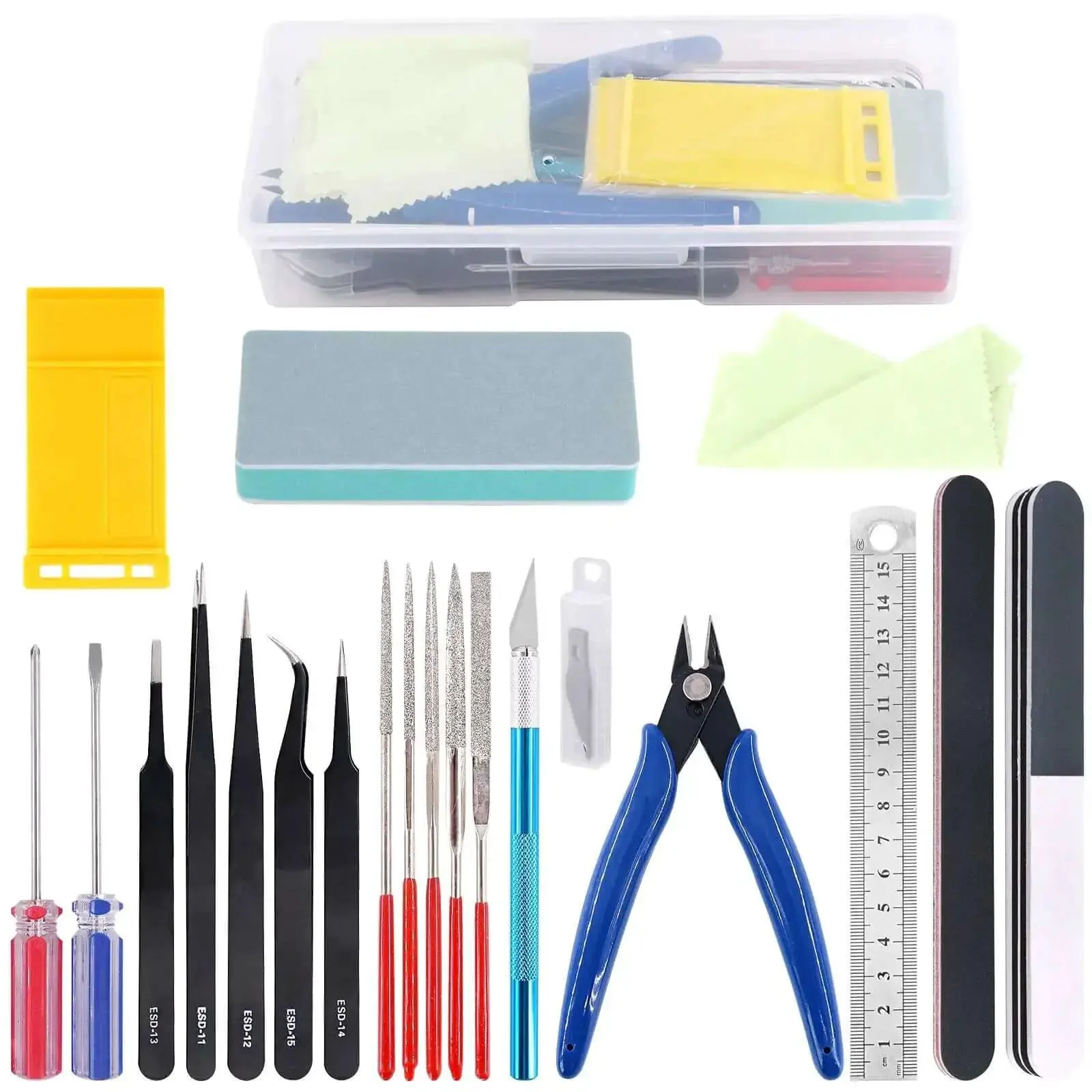 21Pcs Modeler Basic Tools Craft Set For DIY Mecha And Miniature Car Models Starter Kit With All In One Pliers Screwdrivers Files And Separator Perfect For Model Kit Builders Robots Cars And Figure Miniatures