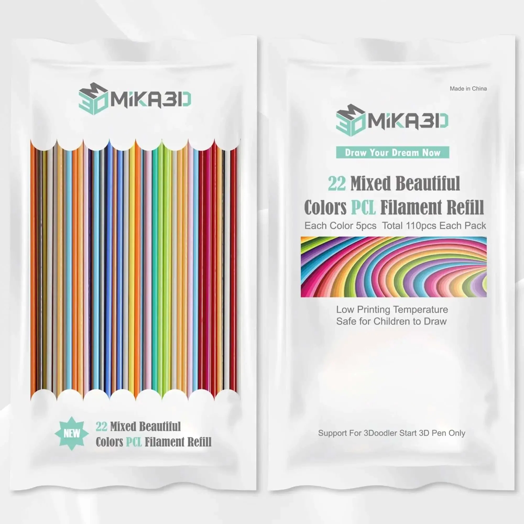 22 Color PCL Filament Refill For Start Plus 3D Pen, Low-Temp PCL Filament For Easy 3D Printing, 15cm Strands With 5 Pieces Per Color, 110 Strands Total 1650cm, Great For Kids And Makers - Image 5