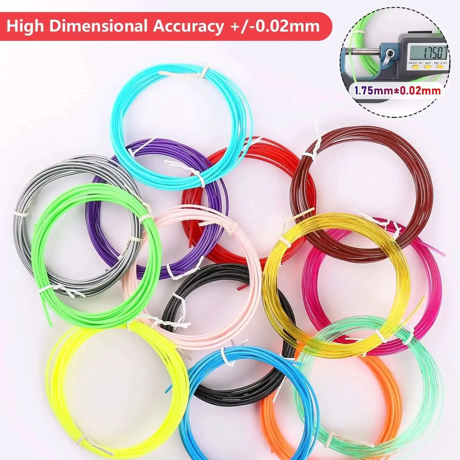 22 Color PLA 1.75mm 3D Pen Filament Refills Pack, 10 Feet Per Color, 220 Feet Total, High Precision Diameter For Smooth Prints, Perfect Gift For Makers And Hobbyists, Not Compatible With 3Doodler Pen - Image 4