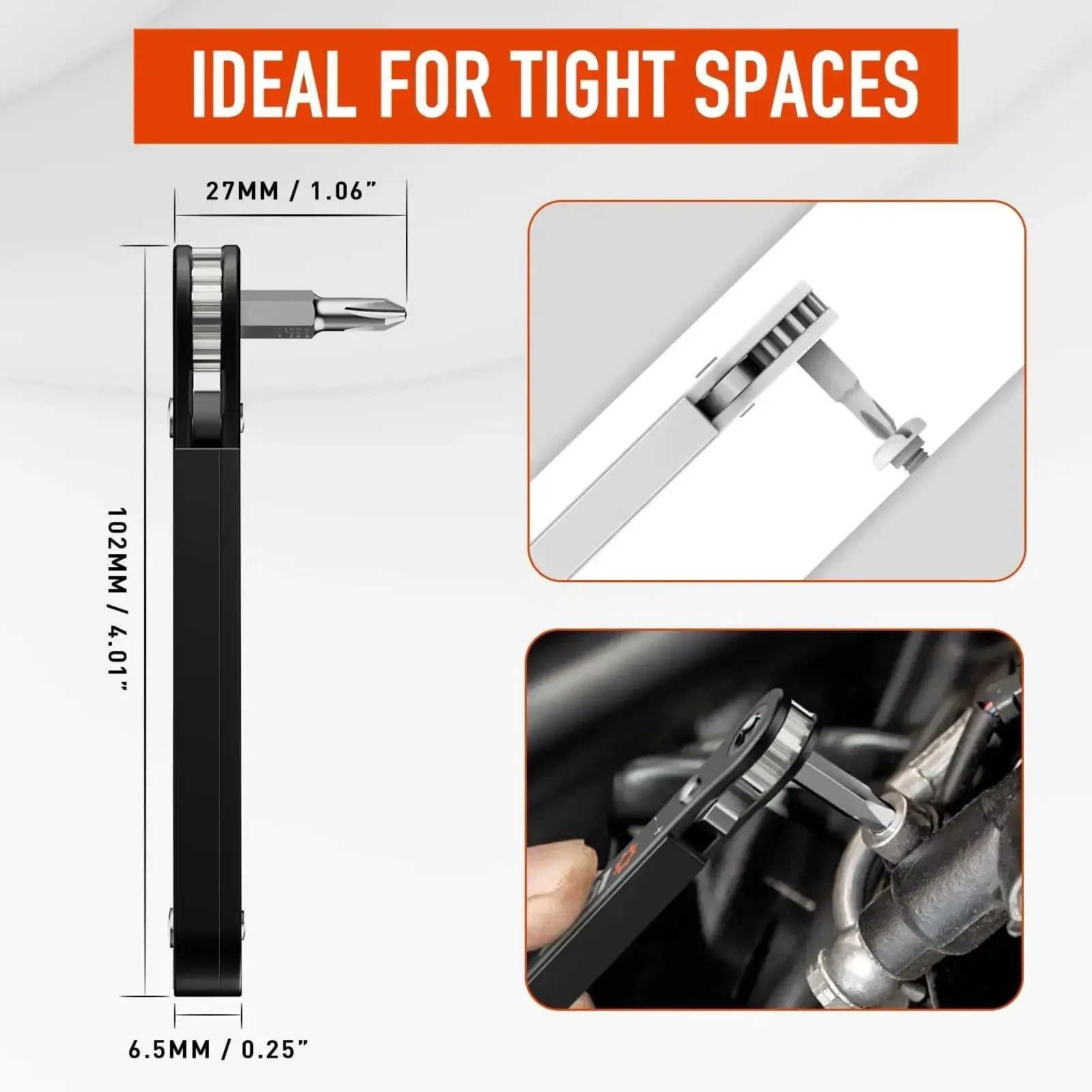 22 In 1 Ratchet Screwdriver Set With 90 Degree Right Angle Bits Pocket Sized EDC Gear For Tight Spaces Magnetic Clamp Precise Click Control Cool Dad Gift For Men Handy Mini Tool Kit For DIY Projects - Image 3