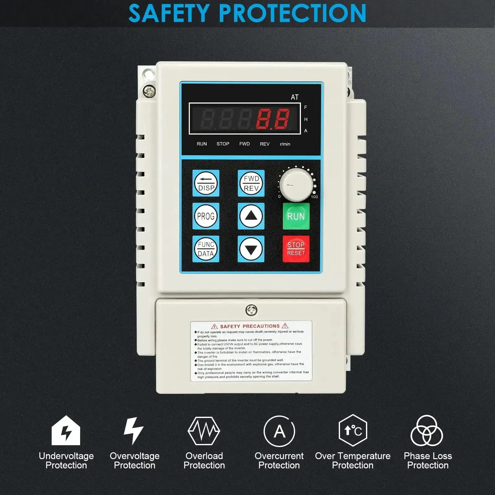 220V 0.75KW 1HP VFD Inverter Single Phase To Three Phase Frequency Converter For Spindle Motor Speed Control 0 To 400 Hz Output 5A Easy Install Durable Industrial Drive - Image 4