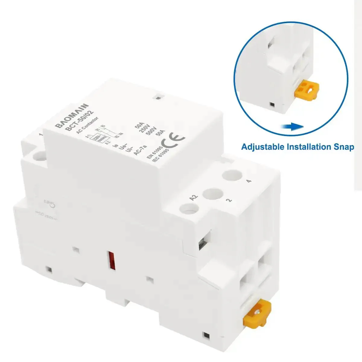 220V AC 2 Pole Contactor With 2 NC Normally Closed Contacts For Fail Safe Control In HVAC Motors Pumps And Lighting Systems Go To DIN Rail Mount Ready Workhorse Grade Heavy Duty Electrical Switch - Image 2
