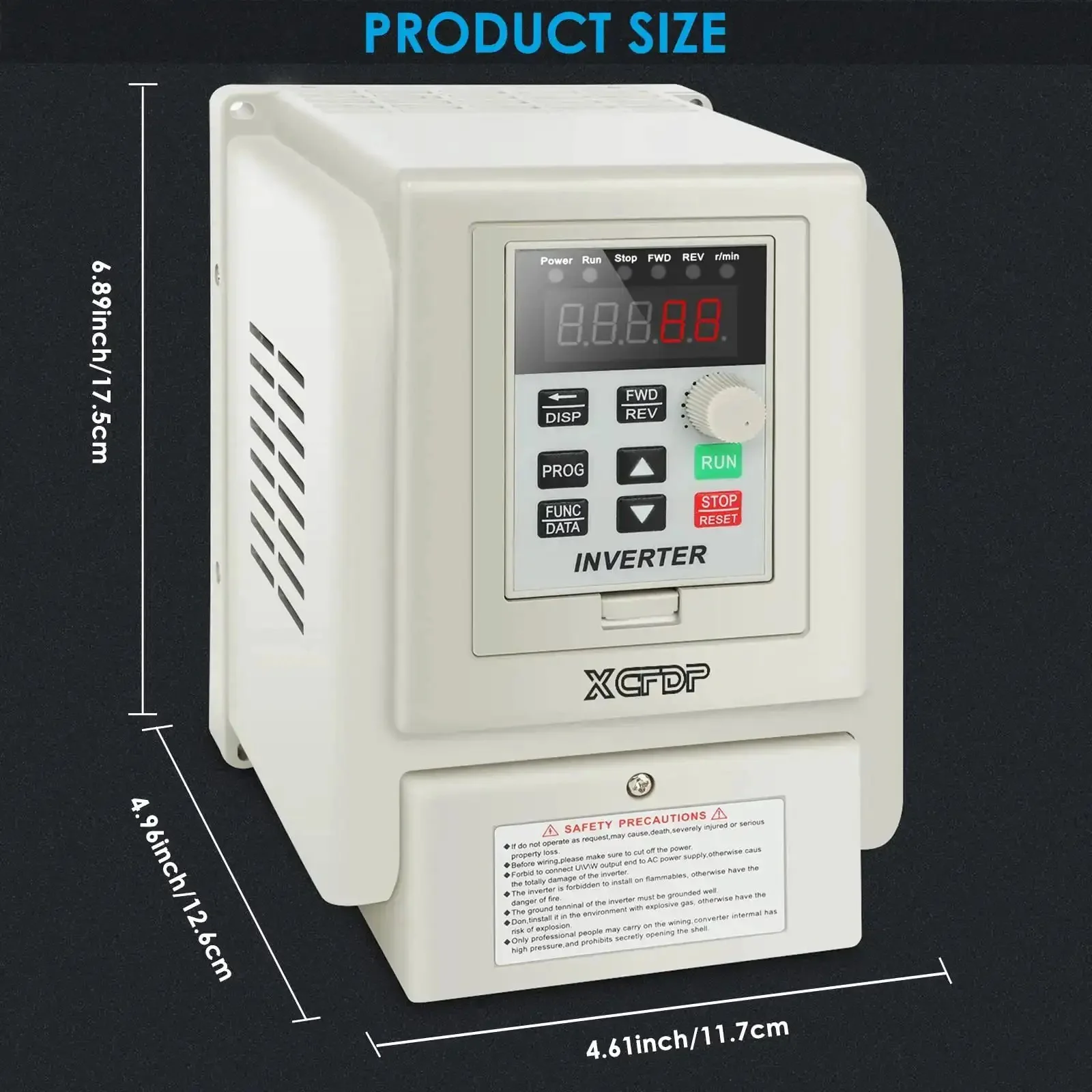 220V Single Phase To 3 Phase VFD Inverter For Spindle Motors, 2.2 kW 3 HP 12 A, Adjustable 0-400 Hz Frequency, 50/60 Hz Input, 220V Output, Compact 4.6 x 5.0 x 6.9 Inch Drive For CNC Machining And Precise Speed Control - Image 2