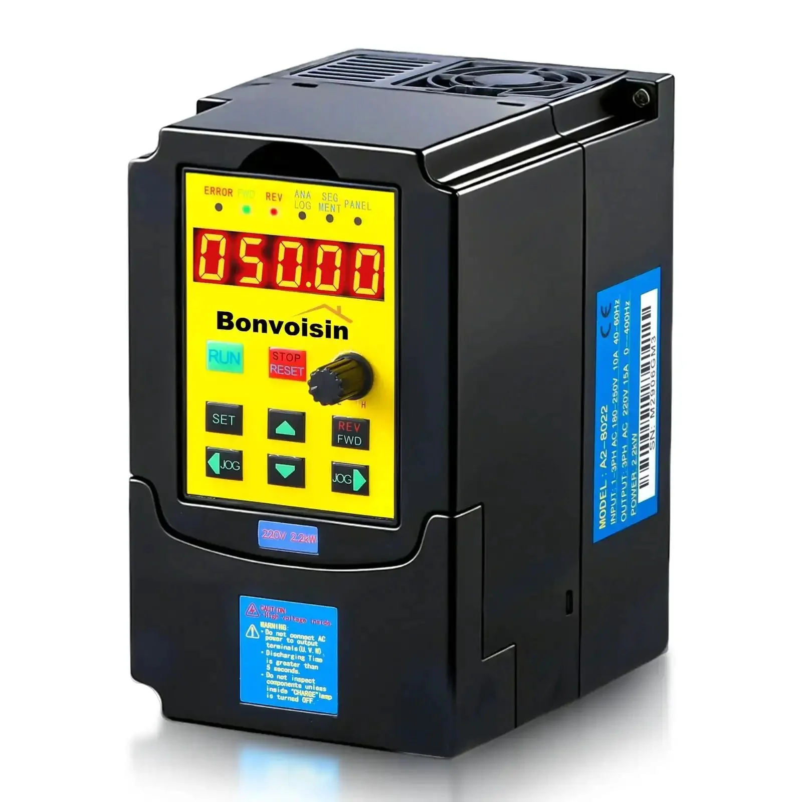 2.2KW 3HP VFD Variable Frequency Drive 220V 10A Input To 3 Phase Output 0 To 400 Hz Soft Start Motor Speed Controller For AC Motors Single To Three Phase Conversion