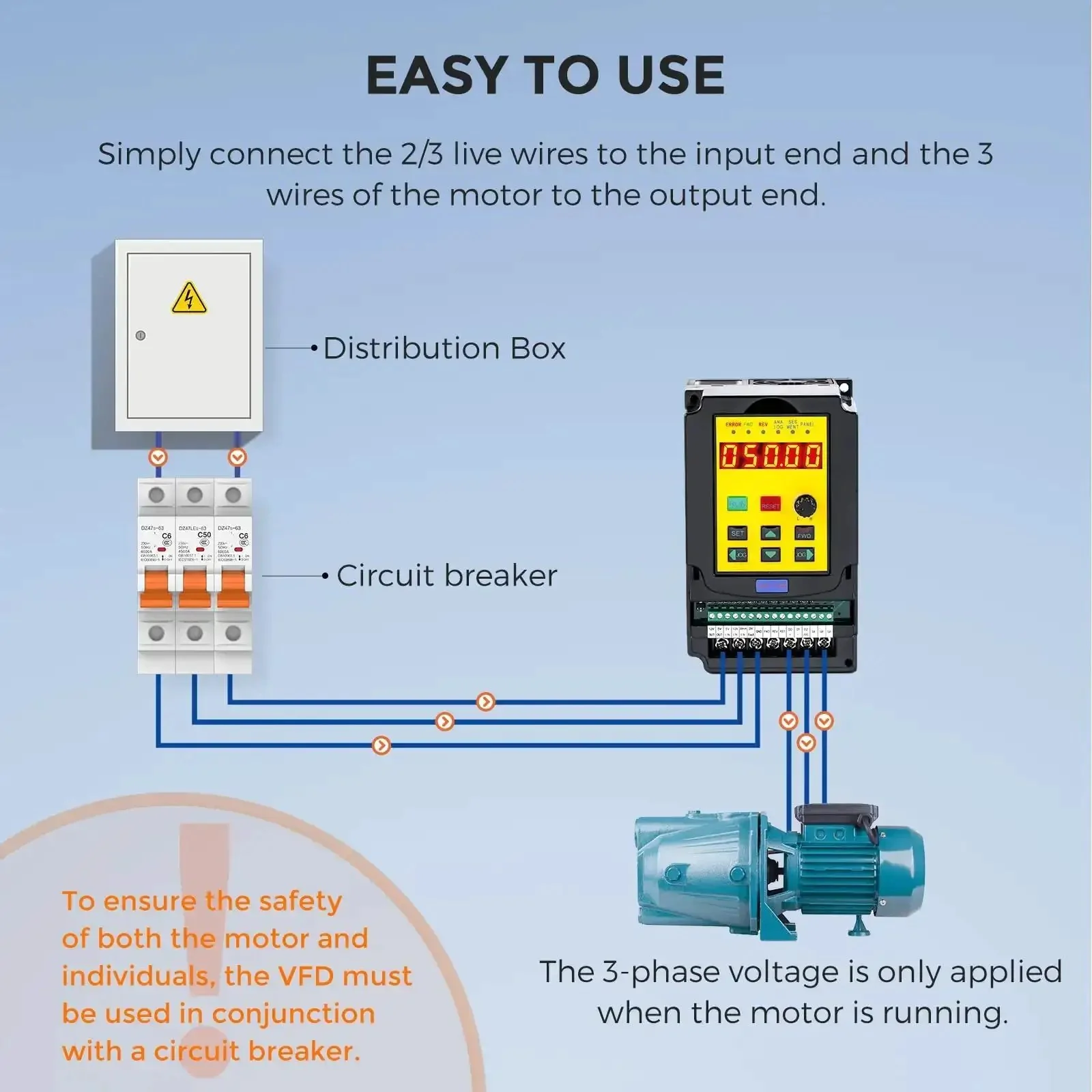 2.2KW 3HP VFD Variable Frequency Drive 220V 10A Input To 3 Phase Output 0 To 400 Hz Soft Start Motor Speed Controller For AC Motors Single To Three Phase Conversion - Image 5