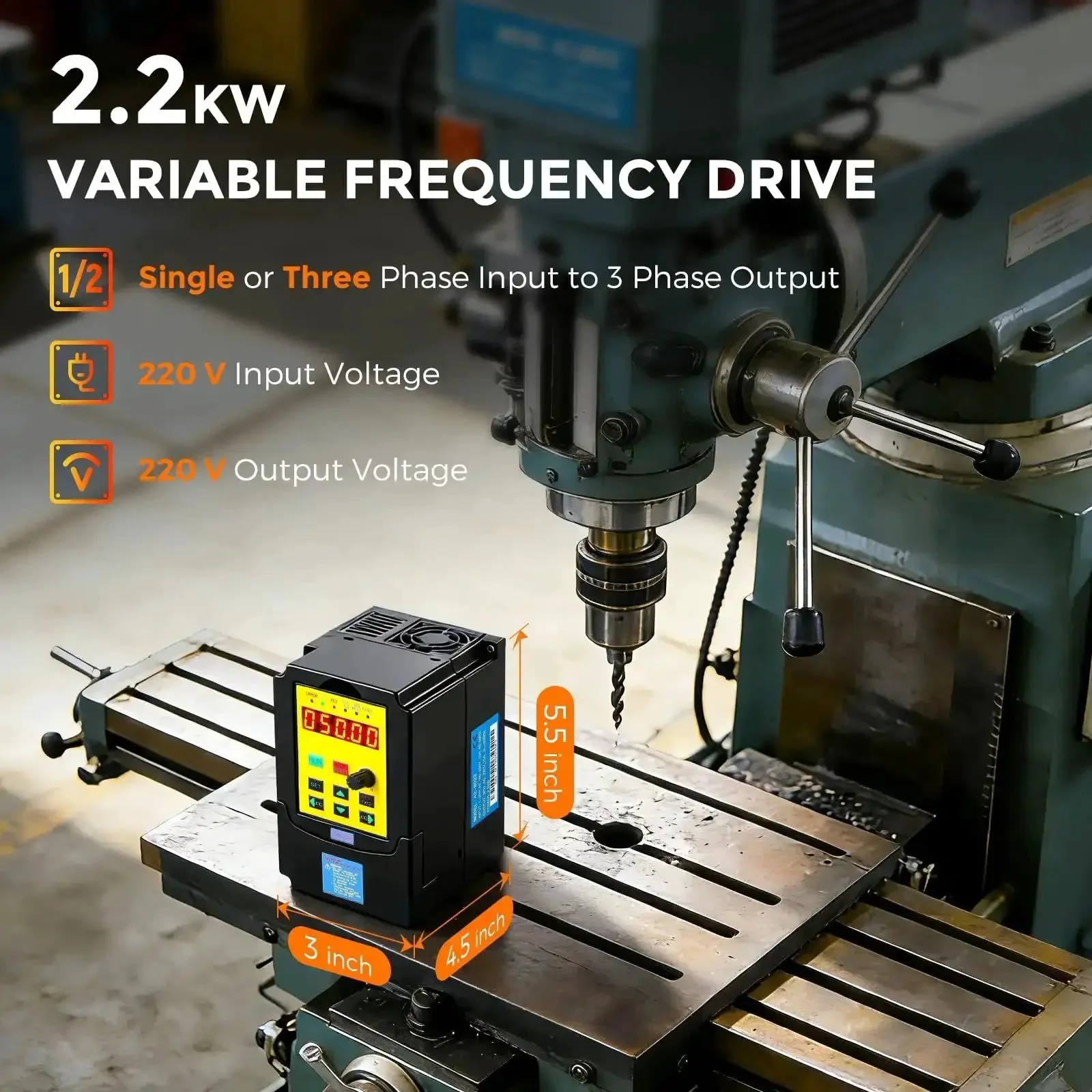 2.2KW 3HP VFD Variable Frequency Drive 220V 10A Input To 3 Phase Output 0 To 400 Hz Soft Start Motor Speed Controller For AC Motors Single To Three Phase Conversion - Image 6