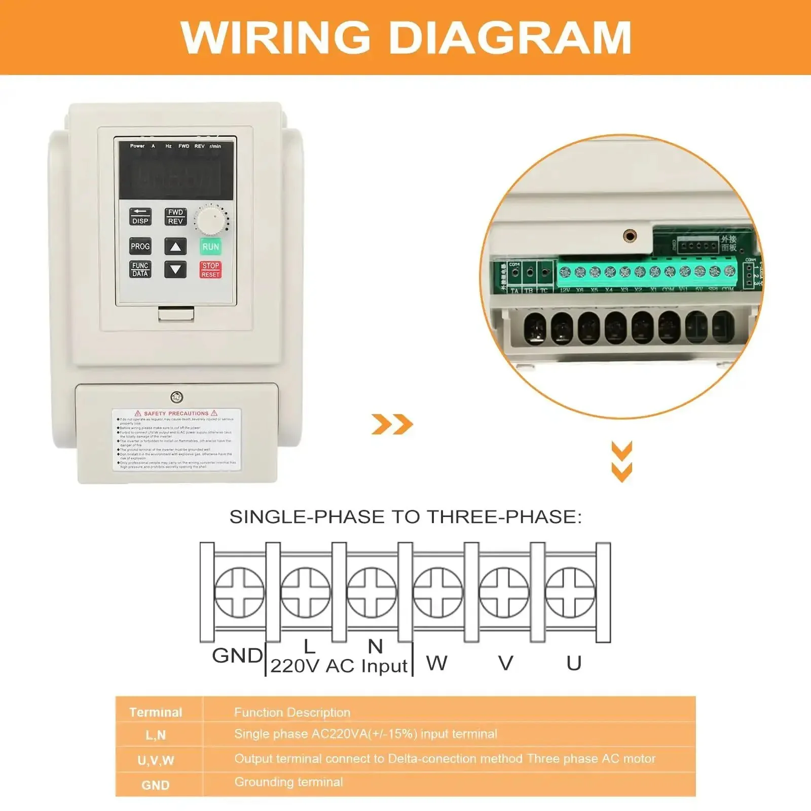 2.2KW VFD Inverter Spindle Motor Speed Controller 220V 50 60 Hz 0-400 Hz Single Phase To Three Phase Frequency Converter With Low EMI And Multi Protection For CNC Machines And DIY Projects - Image 4