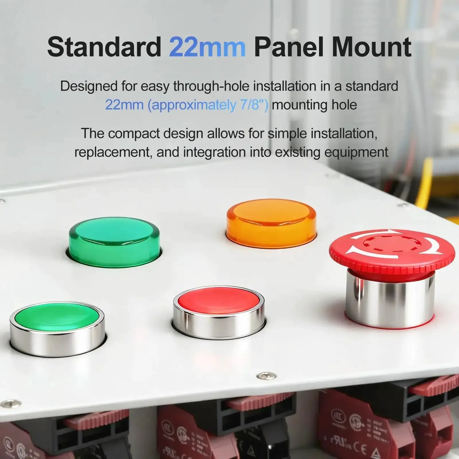 22mm LED Industrial Indicator Light 110V AC Pilot Signal Lamp For Industrial Machinery Control Circuits No Fuss 7/8 Inch Panel Mount With Screw Terminal Green 2 Pack - Image 7