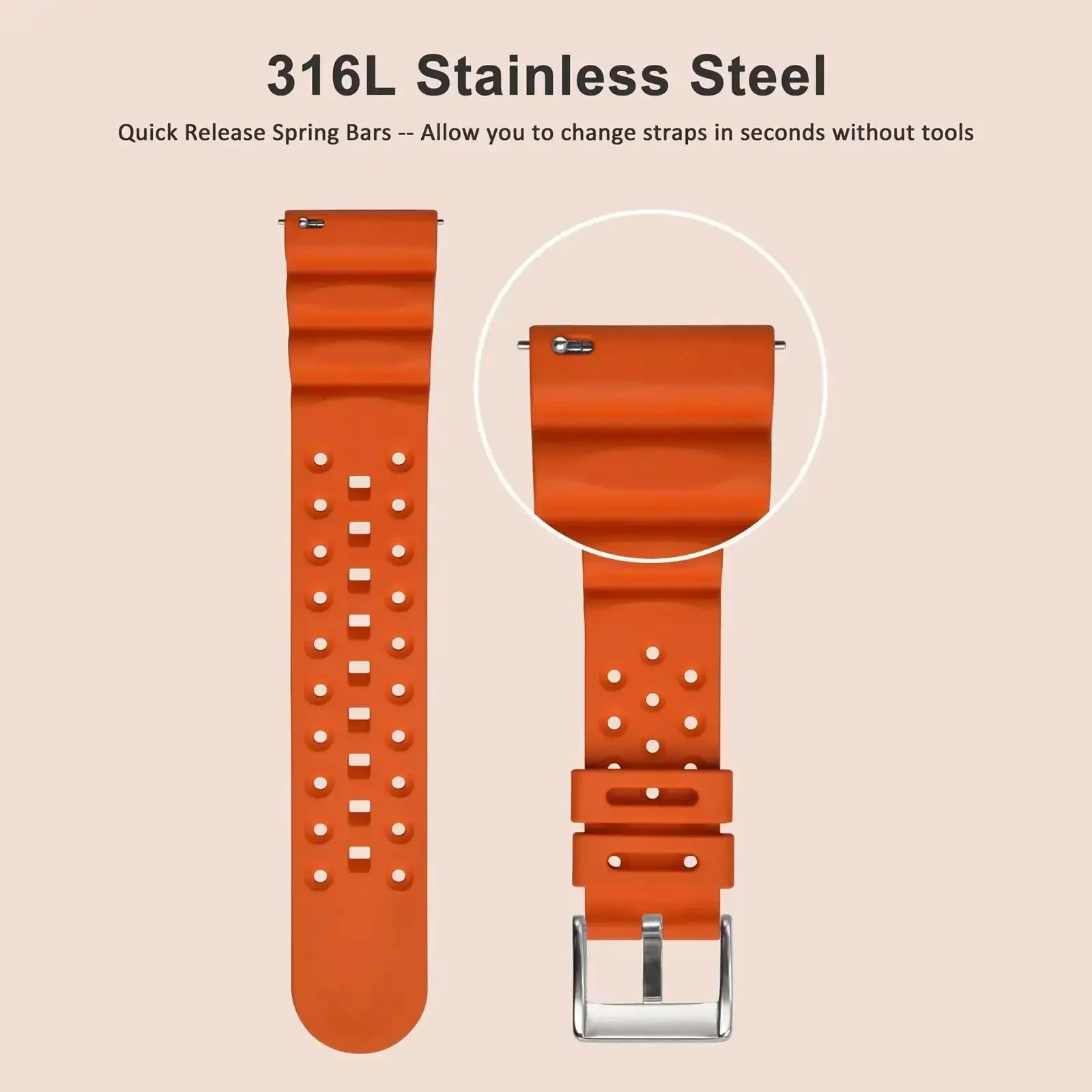 22Mm Quick Release Watch Band Spring Bars Pins Stainless Steel 316L Double Flange For Easy Install Durable Replacement Parts For Traditional Watches And Smart Watches With Standard Lug Width - Image 6
