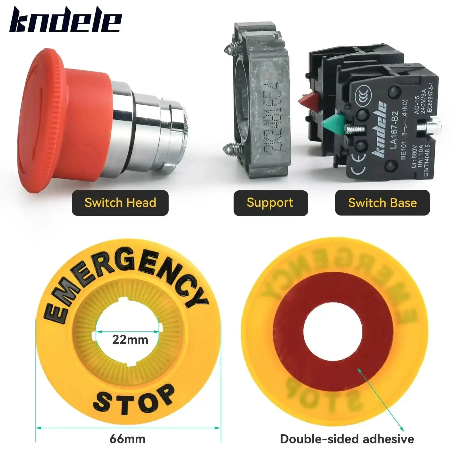 22mm Red Mushroom Emergency Stop Button Switch IP65 Waterproof SPDT With 1NO 1NC Contacts 10A 600V Push To Lock Turn To Release Self Locking Heavy Duty Outdoor Use Tough As Nails - Image 4