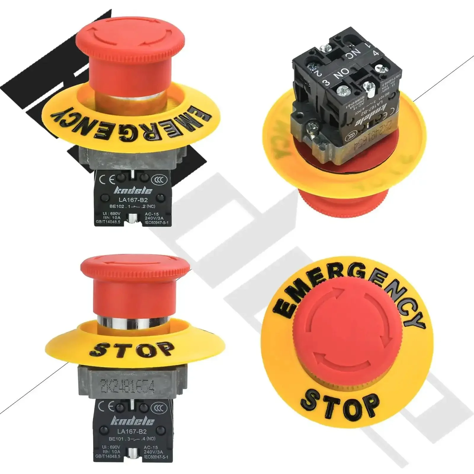 22mm Red Mushroom Emergency Stop Button Switch IP65 Waterproof SPDT With 1NO 1NC Contacts 10A 600V Push To Lock Turn To Release Self Locking Heavy Duty Outdoor Use Tough As Nails - Image 5