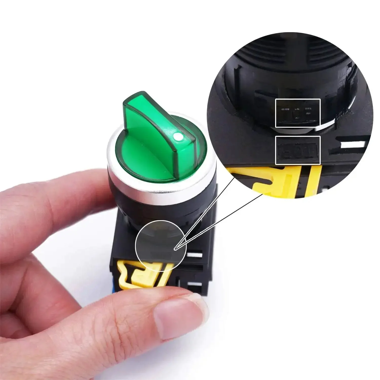 22mm SPST 1NO Two Position Maintained Latching Rotary Selector Switch With Green LED Indicator 440V 10A Built To Last High Quality Panel Mount Switch For Electronics - Image 2