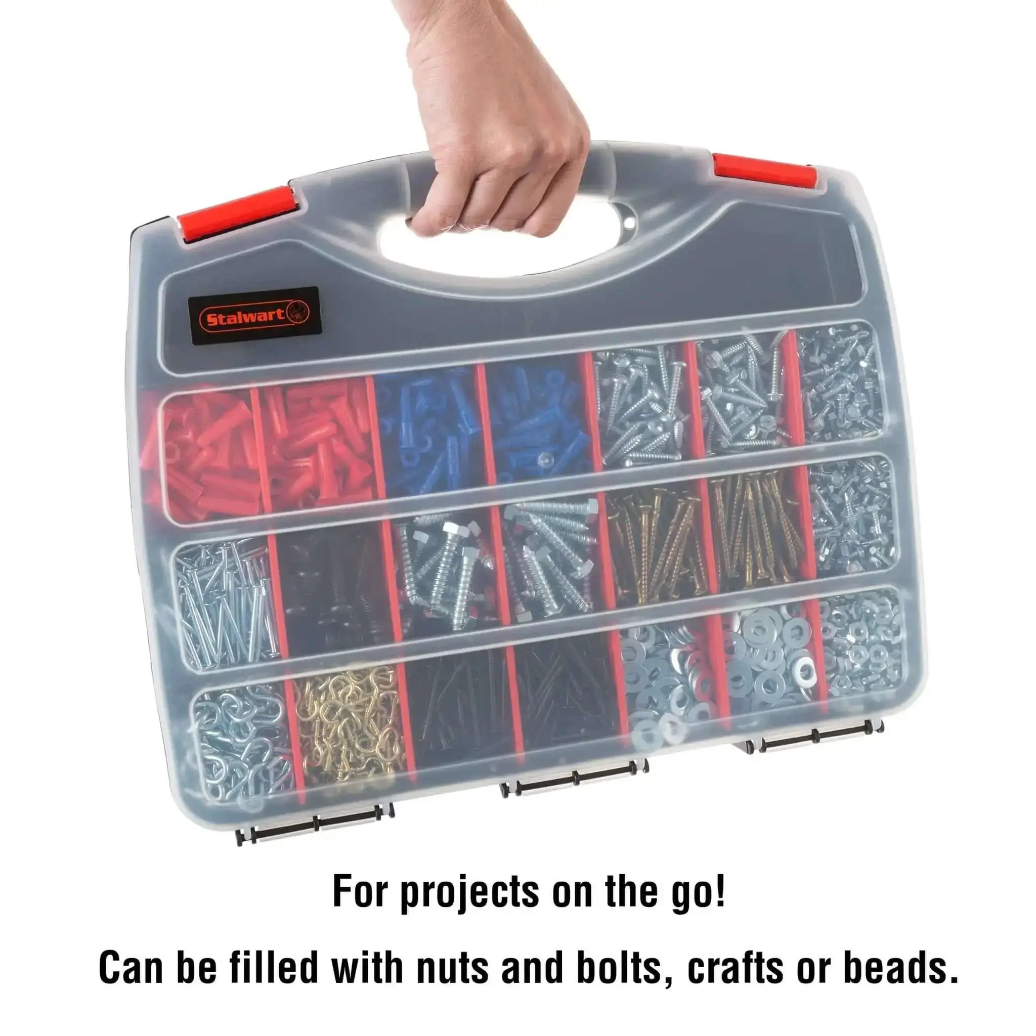 23 Compartment Small Parts Organizer Box With Removable Dividers And Secure Latches For Nuts Bolts Screws Beads Jewelry Tackle And More Grab And Go Portable Plastic Storage Case - Image 2