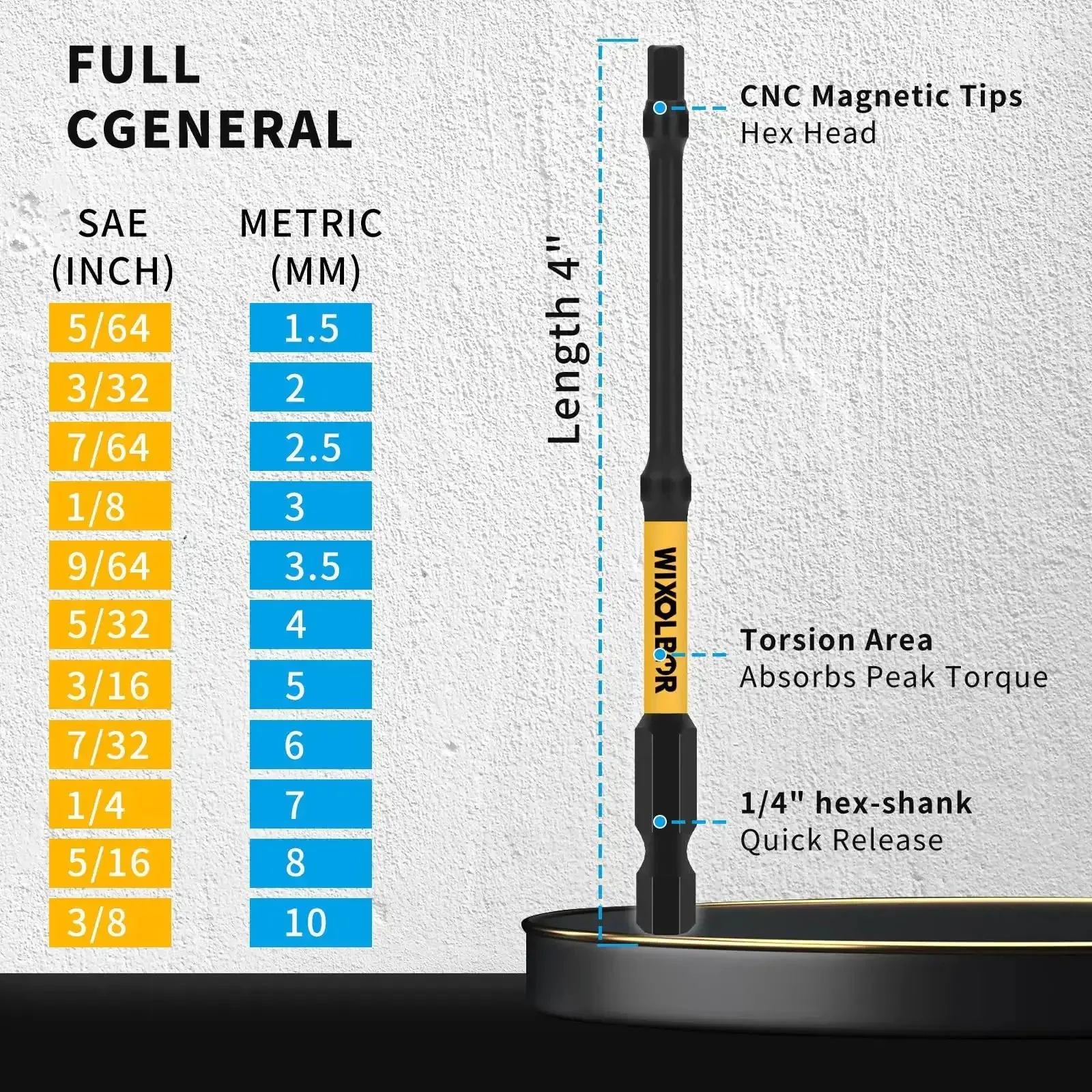 23 Piece 4 Inch Extra Long Hex Head Allen Wrench Drill Bit Set With Magnetic Bit Holder For Automotive Machinery And Home DIY Pro Grade Heavy Duty S2 Steel CNC Bits Color Coded SAE And Metric Storage Box - Image 4