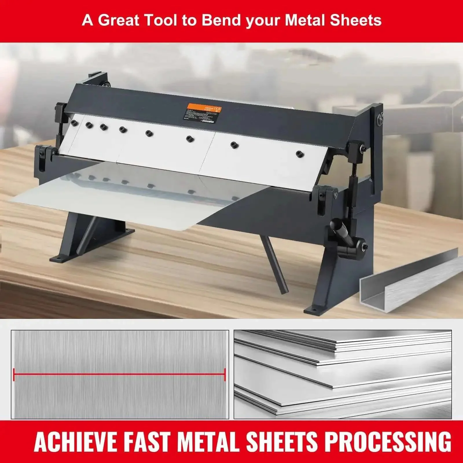24 Inch Box And Pan Brake Metal Bender 0 To 130 Degree Sheet Metal Tool Portable Bend Press For 20 Gauge Steel And 14 Gauge Aluminum Easy Handheld Fabrication For Home Shops And Small Workshops - Image 8